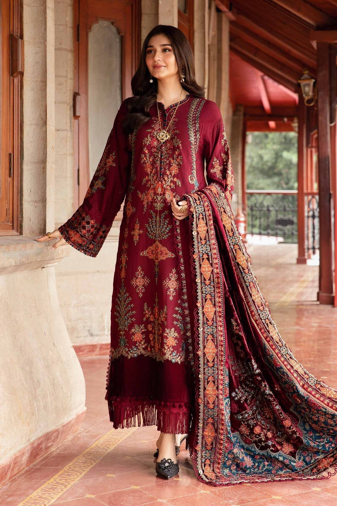 Maria B | Winter Luxe 24 | Velvet DL-1210 by Maria B - Designer Dress  - Type : Ladies Clothes - Available at Libayah - 100% Original 