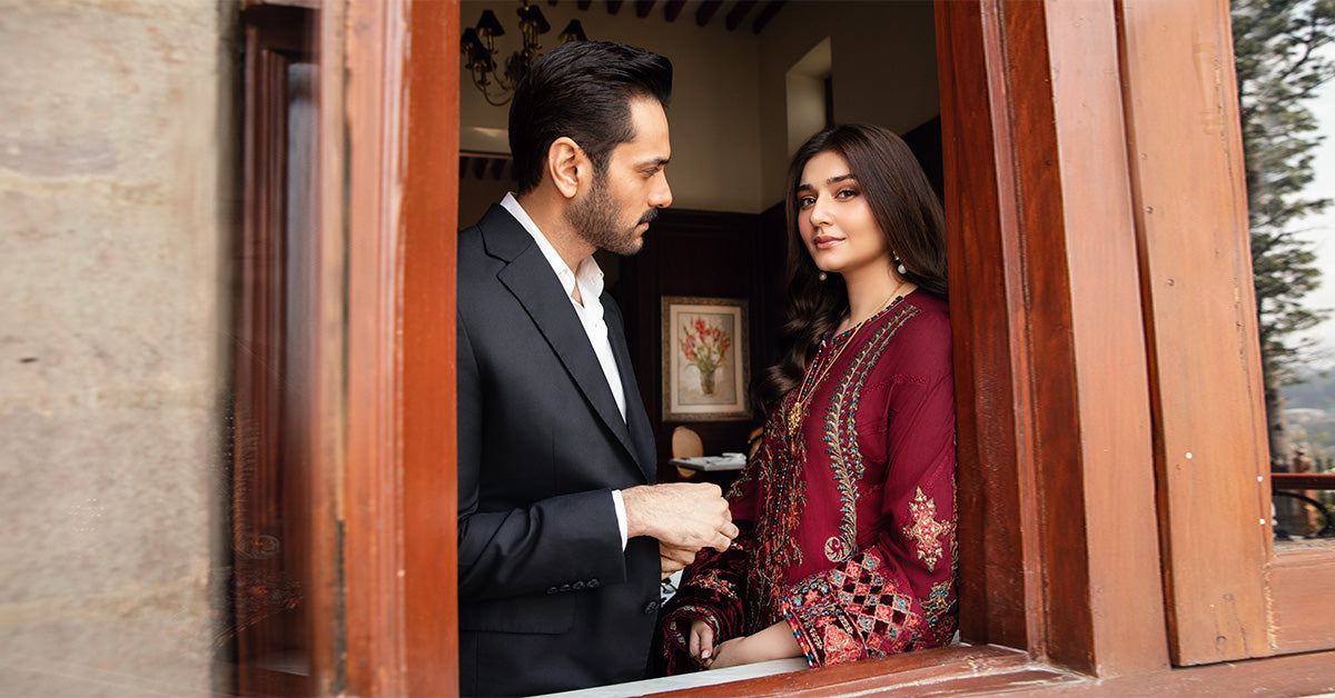 Maria B | Winter Luxe 24 | Velvet DL-1210 by Maria B - Designer Dress  - Type : Ladies Clothes - Available at Libayah - 100% Original 