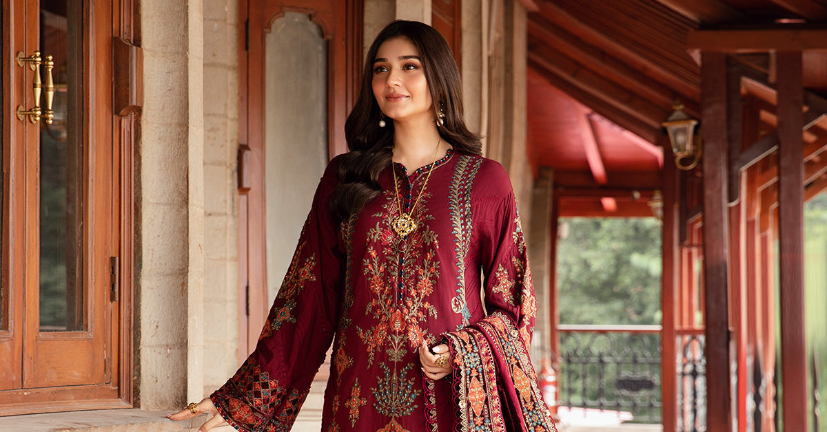 Maria B | Winter Luxe 24 | Velvet DL-1210 by Maria B - Designer Dress  - Type : Ladies Clothes - Available at Libayah - 100% Original 