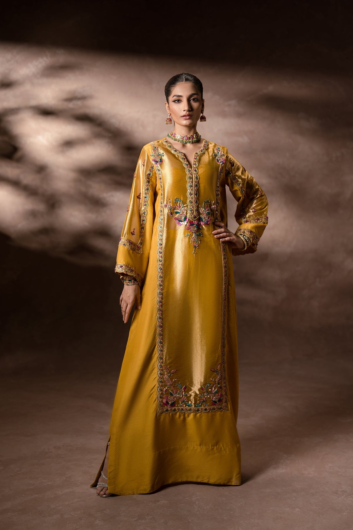 Ammara Khan | Symphony 24 | GOLDEN GARDEN KAFTAN SET (D-11) by Ammara Khan - Designer Dress - Type: Ladies Clothes - Available at Libayah - 100% Original