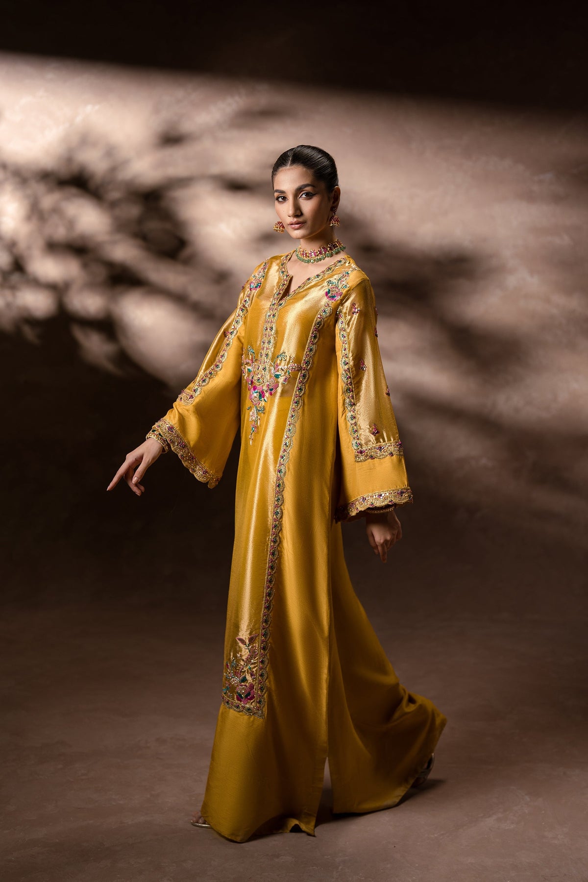 Ammara Khan | Symphony 24 | GOLDEN GARDEN KAFTAN SET (D-11) by Ammara Khan - Designer Dress - Type: Ladies Clothes - Available at Libayah - 100% Original
