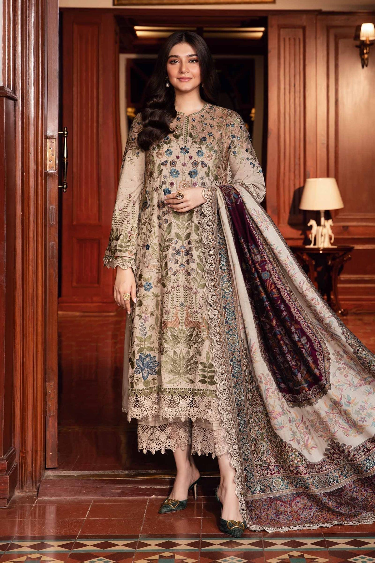 Maria B | Winter Luxe 24 | DL-1211 by Maria B - Designer Dress  - Type : Ladies Clothes - Available at Libayah - 100% Original 