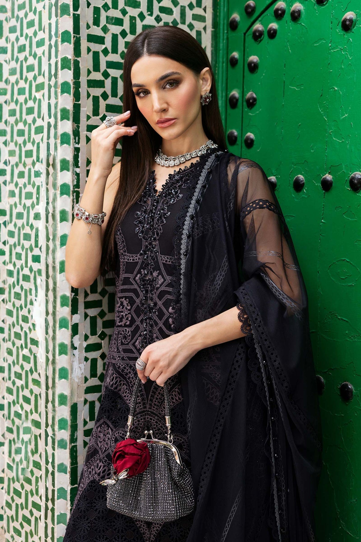 Maria B | Luxury Lawn 25 | D-2512-B by Maria B - Designer Dress - Type: Ladies Clothes - Available at Libayah - 100% Original