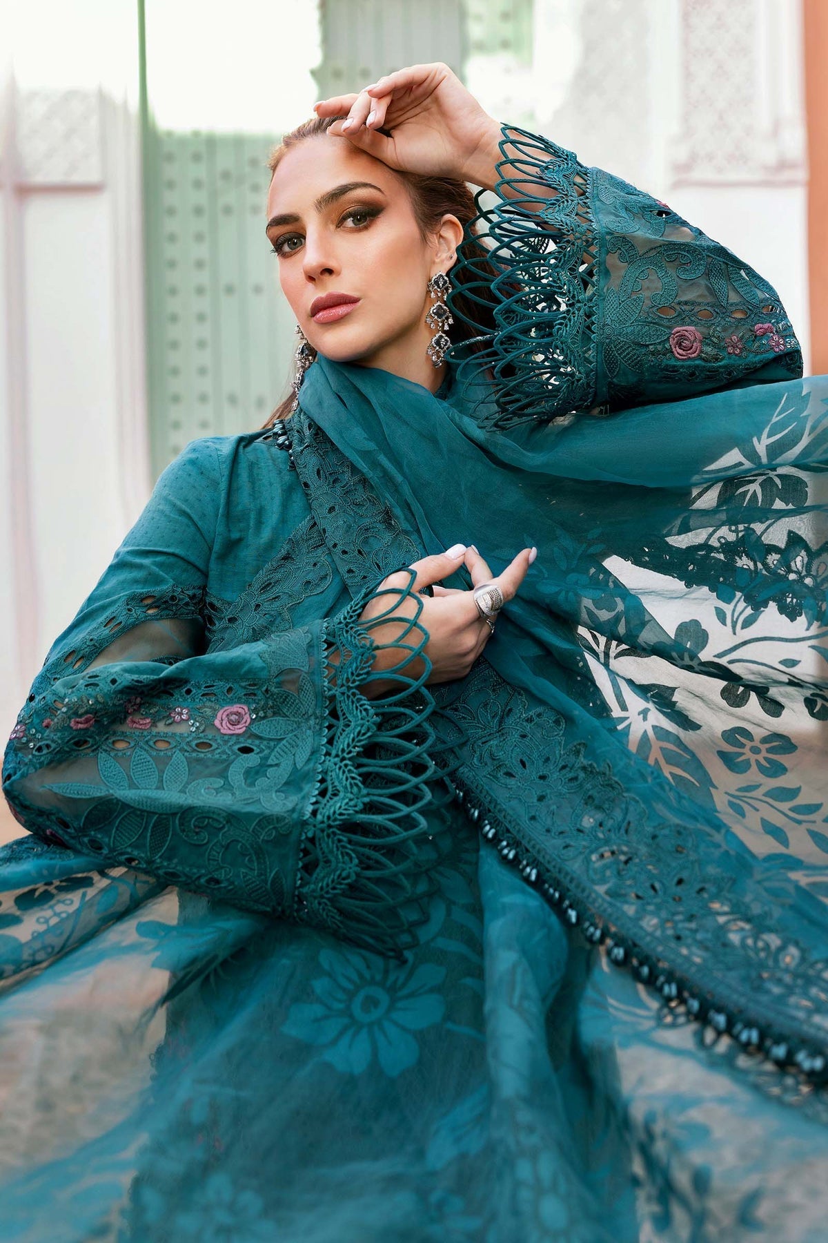Maria B | Luxury Lawn 25 | D-2513-B by Maria B - Designer Dress - Type: Ladies Clothes - Available at Libayah - 100% Original