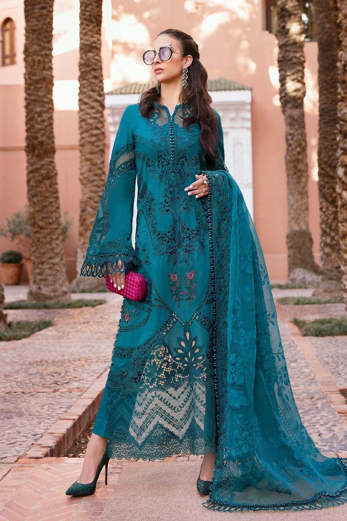 Maria B | Luxury Lawn 25 | D-2513-B by Maria B - Designer Dress - Type: Ladies Clothes - Available at Libayah - 100% Original
