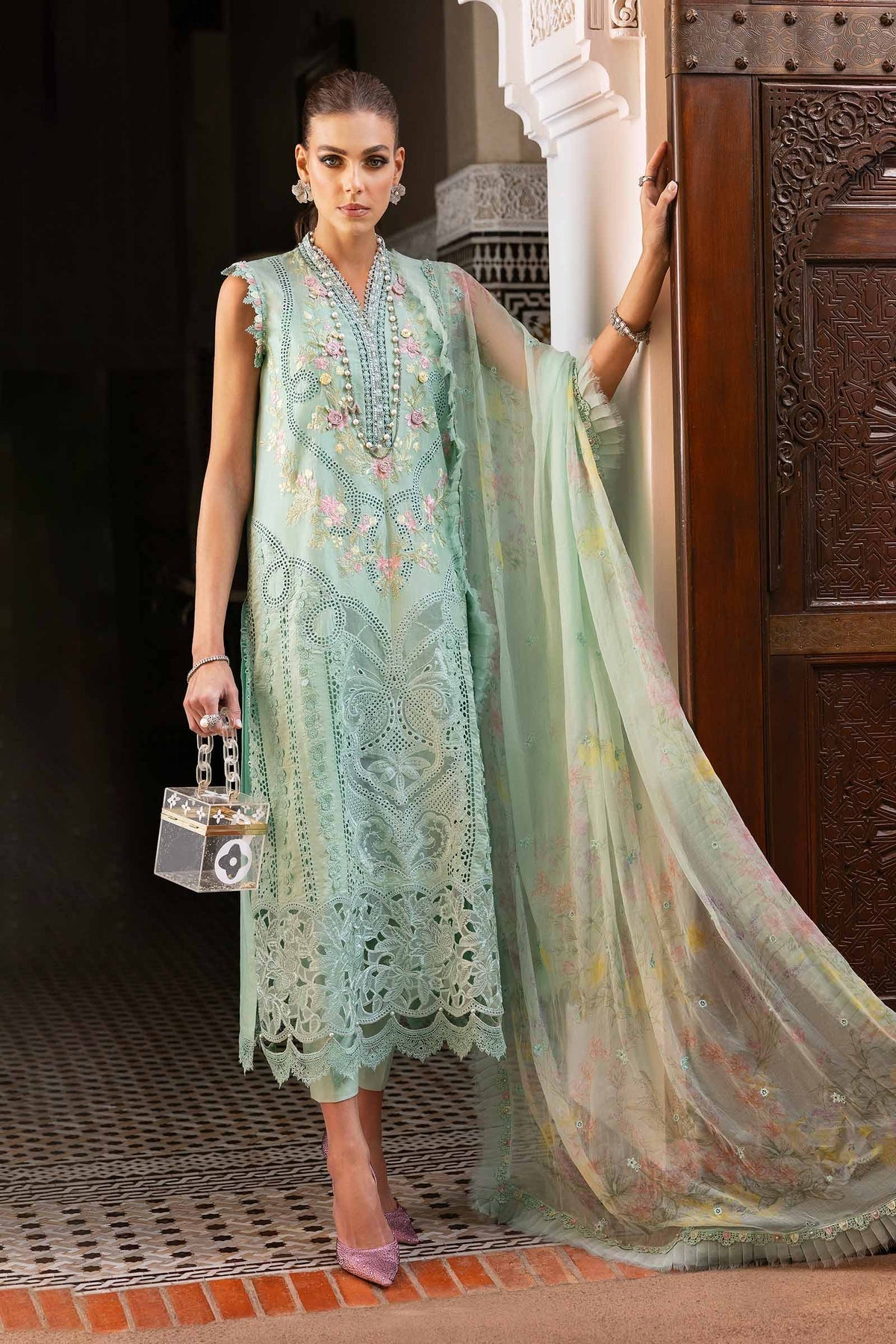 Maria B | Luxury Lawn 25 | D-2514-A by Maria B - Designer Dress - Type: Ladies Clothes - Available at Libayah - 100% Original