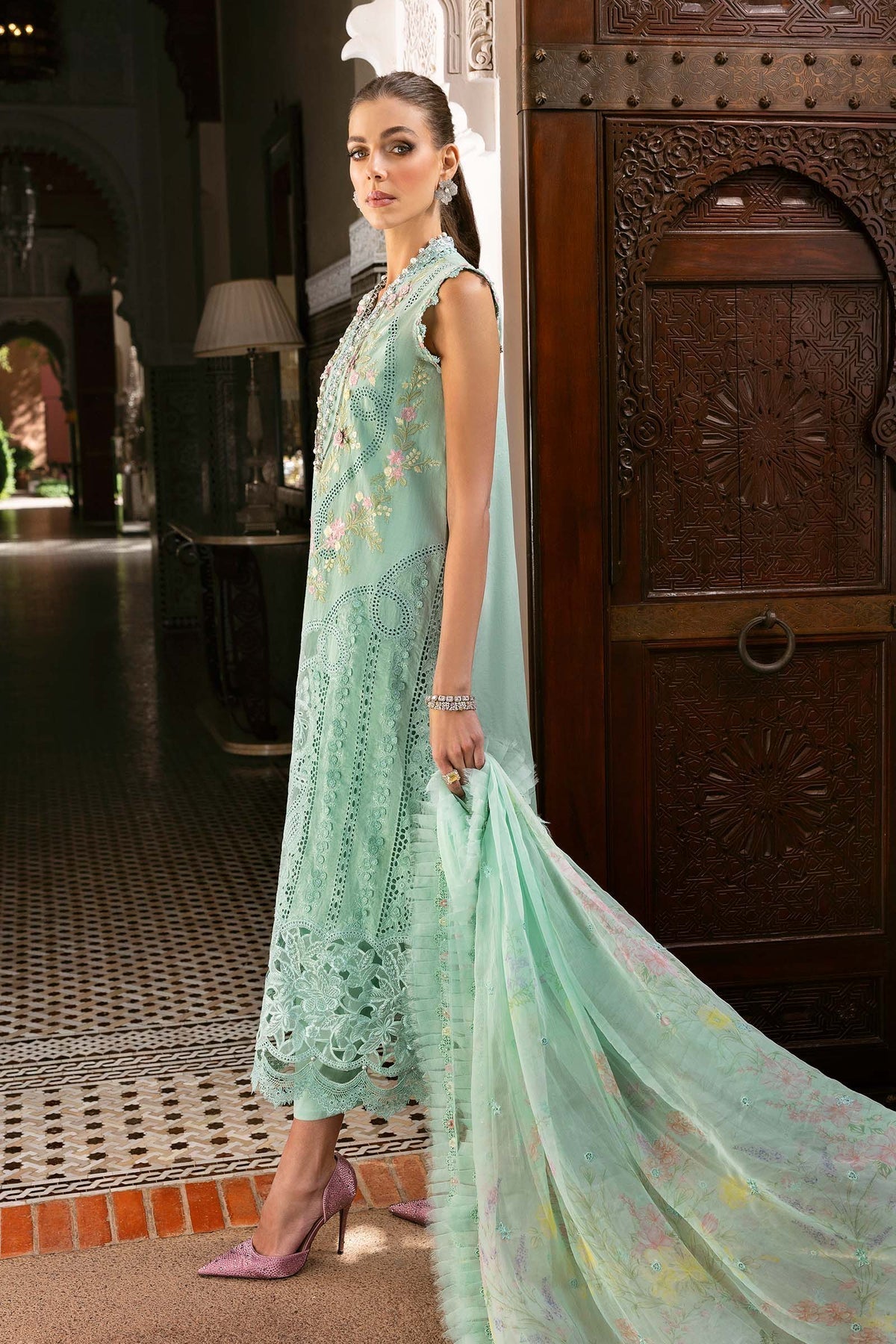 Maria B | Luxury Lawn 25 | D-2514-A by Maria B - Designer Dress - Type: Ladies Clothes - Available at Libayah - 100% Original