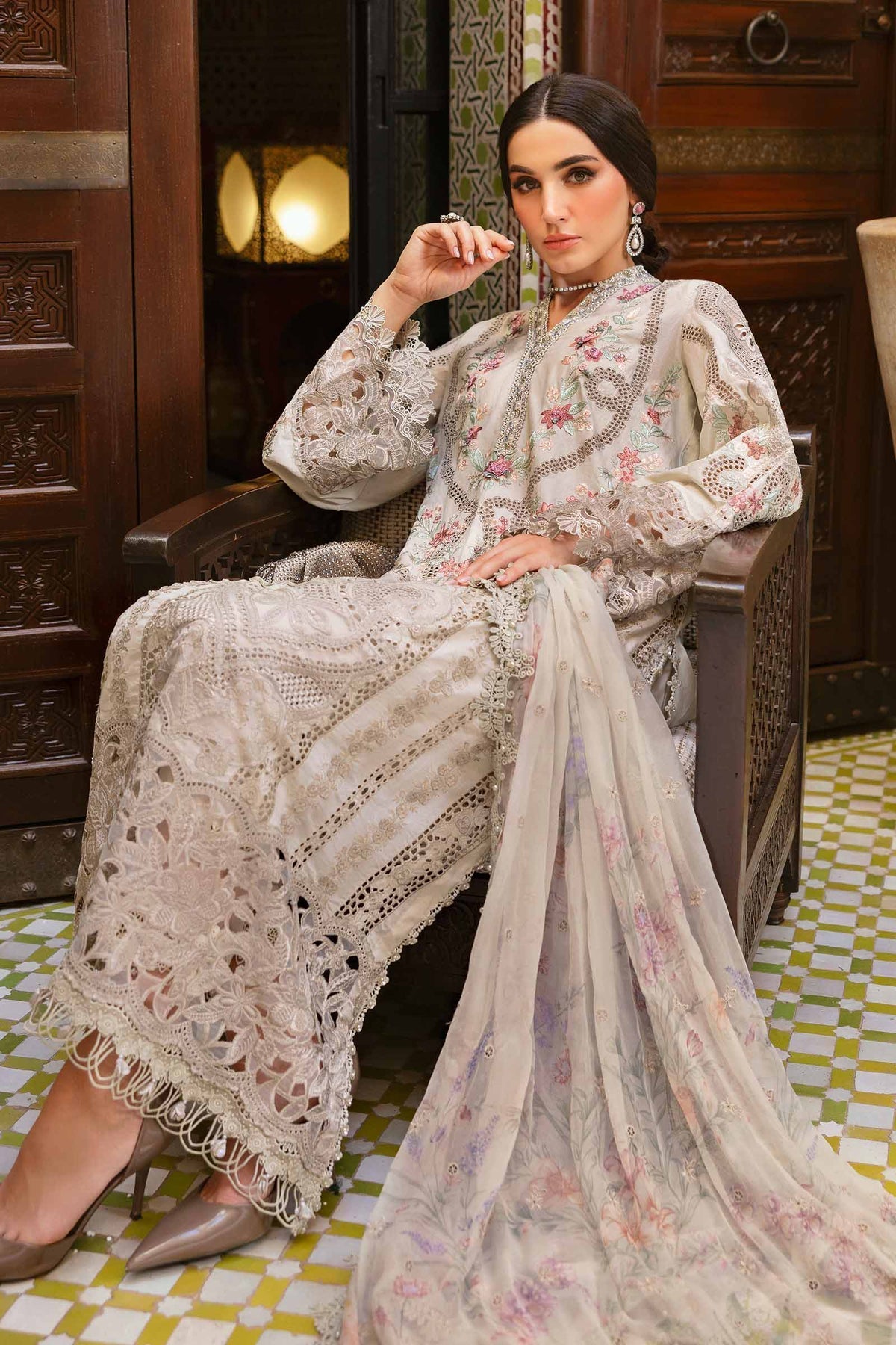 Maria B | Luxury Lawn 25 | D-2514-B by Maria B - Designer Dress - Type: Ladies Clothes - Available at Libayah - 100% Original