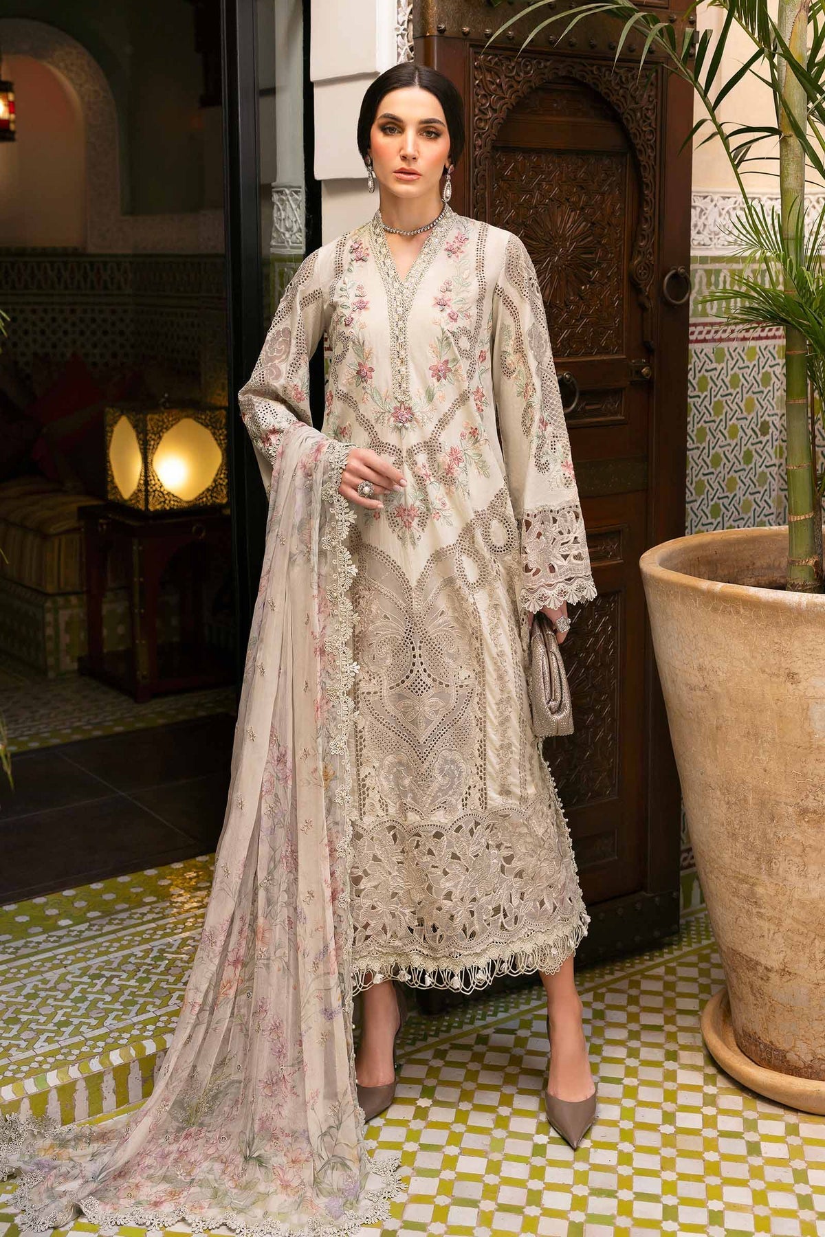 Maria B | Luxury Lawn 25 | D-2514-B by Maria B - Designer Dress - Type: Ladies Clothes - Available at Libayah - 100% Original