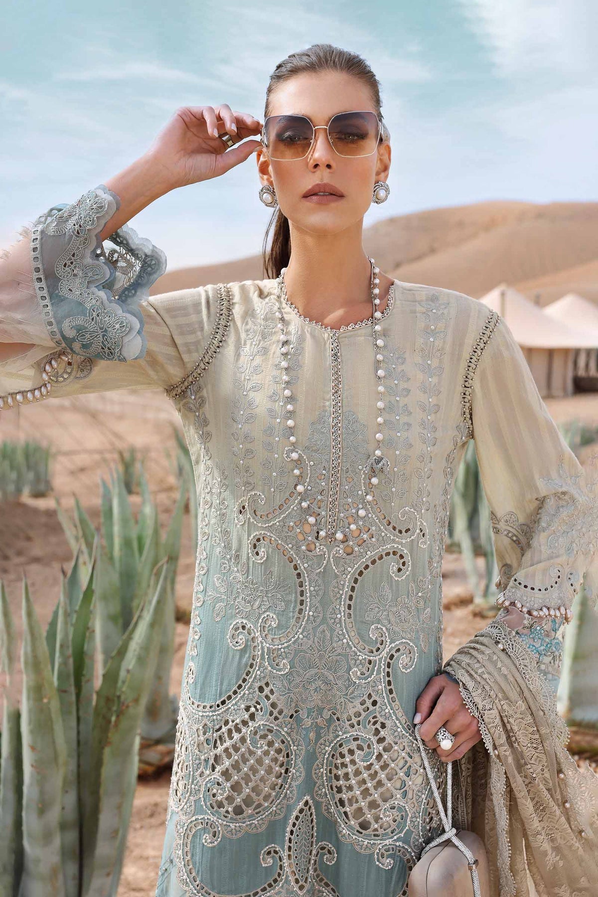 Maria B | Luxury Lawn 25 | D-2515-B by Maria B - Designer Dress - Type: Ladies Clothes - Available at Libayah - 100% Original