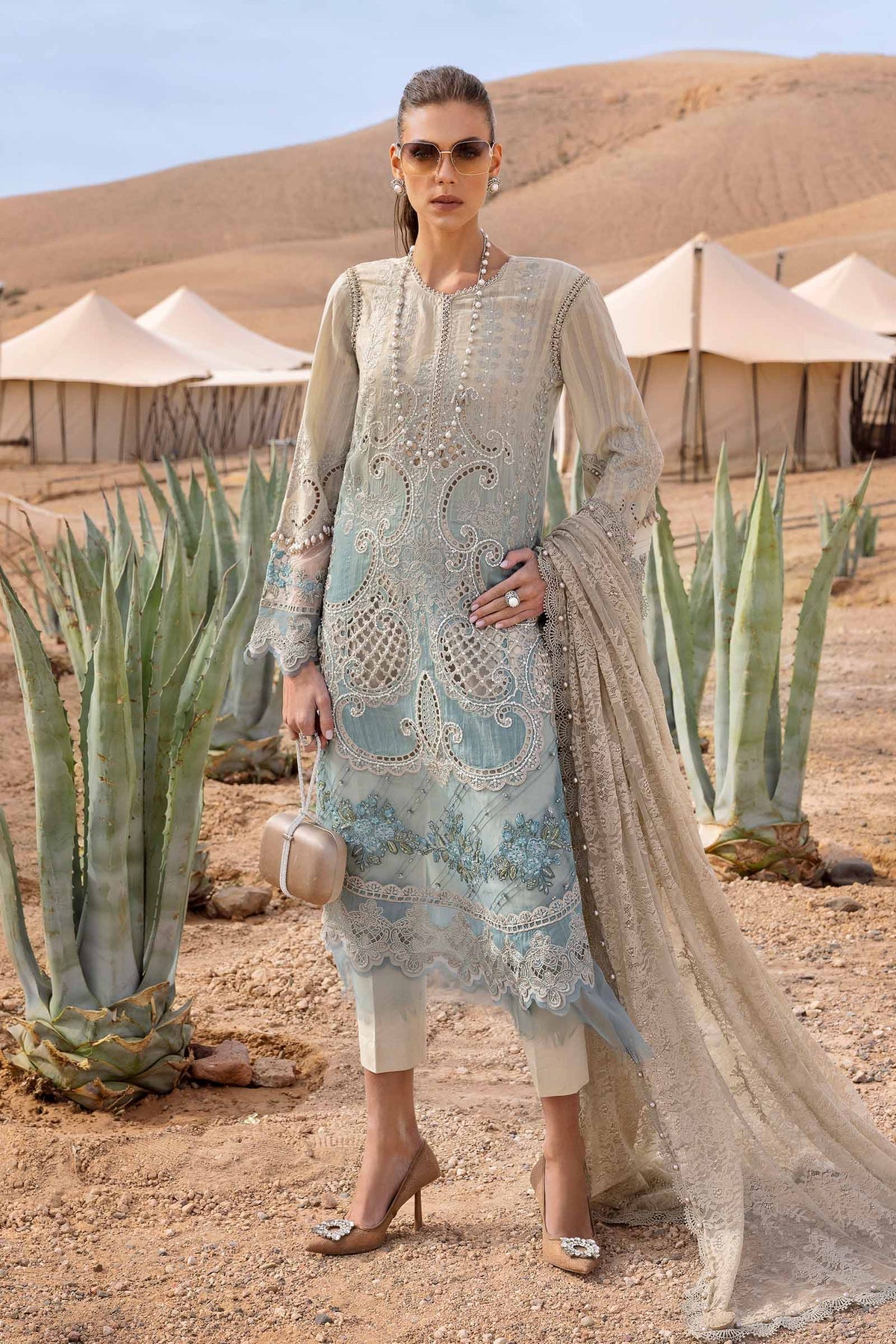 Maria B | Luxury Lawn 25 | D-2515-B by Maria B - Designer Dress - Type: Ladies Clothes - Available at Libayah - 100% Original