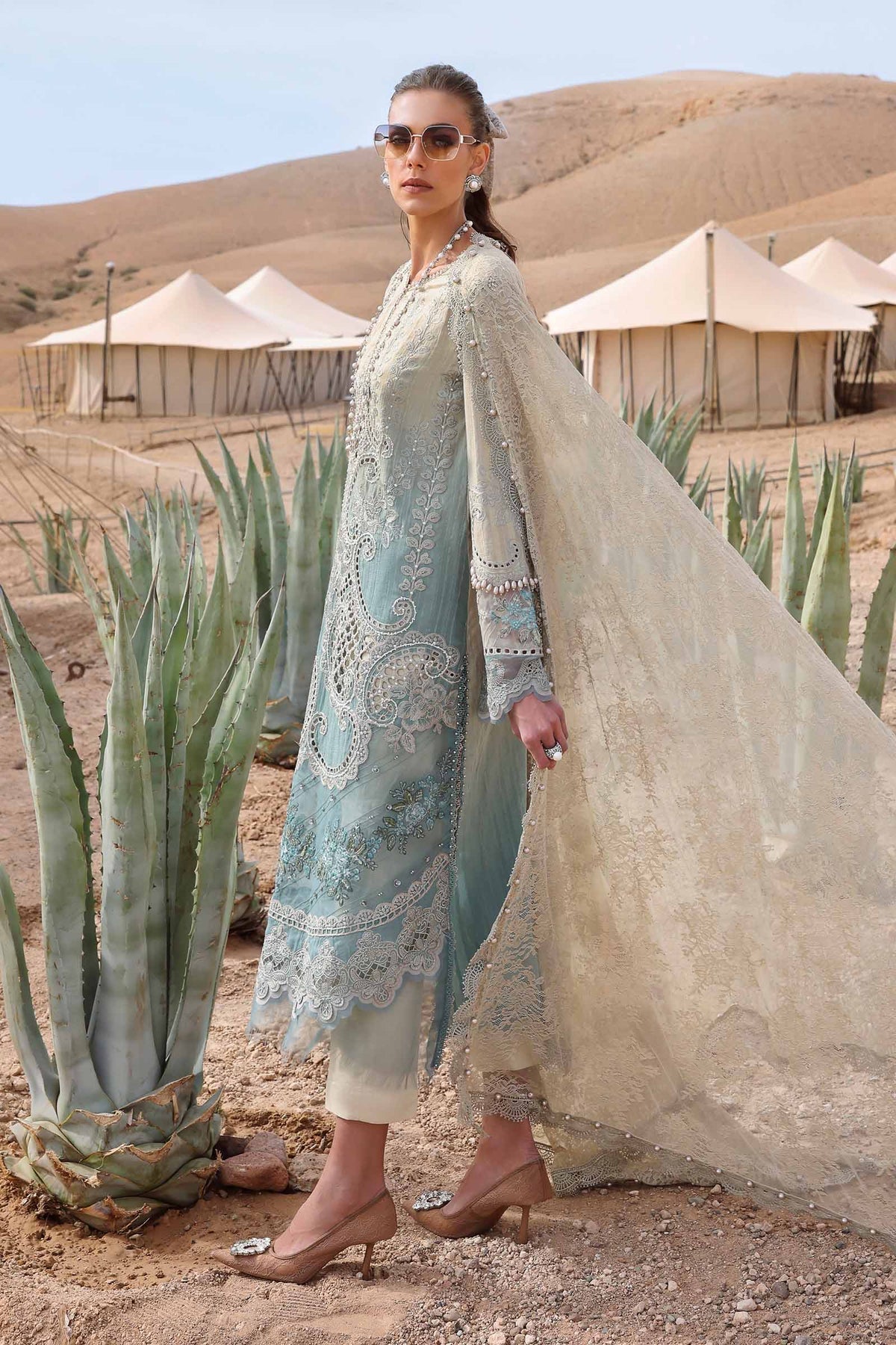 Maria B | Luxury Lawn 25 | D-2515-B by Maria B - Designer Dress - Type: Ladies Clothes - Available at Libayah - 100% Original