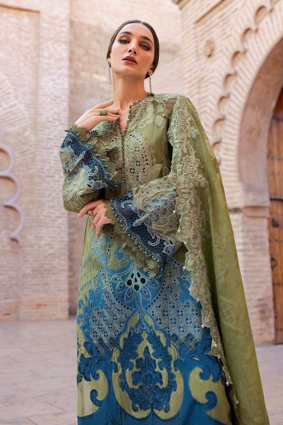 Maria B | Luxury Lawn 25 | D-2501-A by Maria B - Designer Dress - Type: Ladies Clothes - Available at Libayah - 100% Original