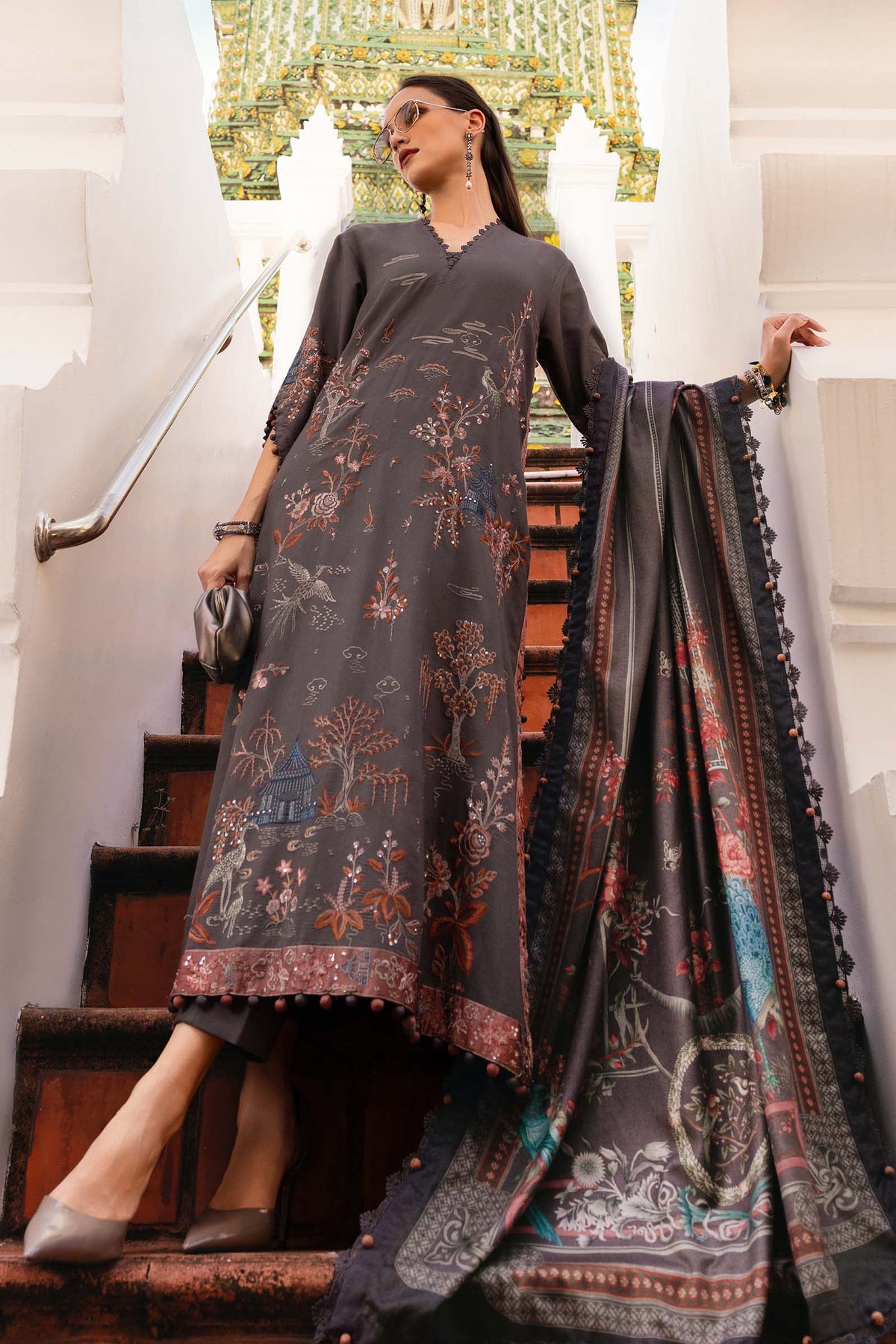 Maria B | M Prints Winter 25 | MPT-2801-B by Maria B - Designer Dress  - Type : Ladies Clothes - Available at Libayah - 100% Original 