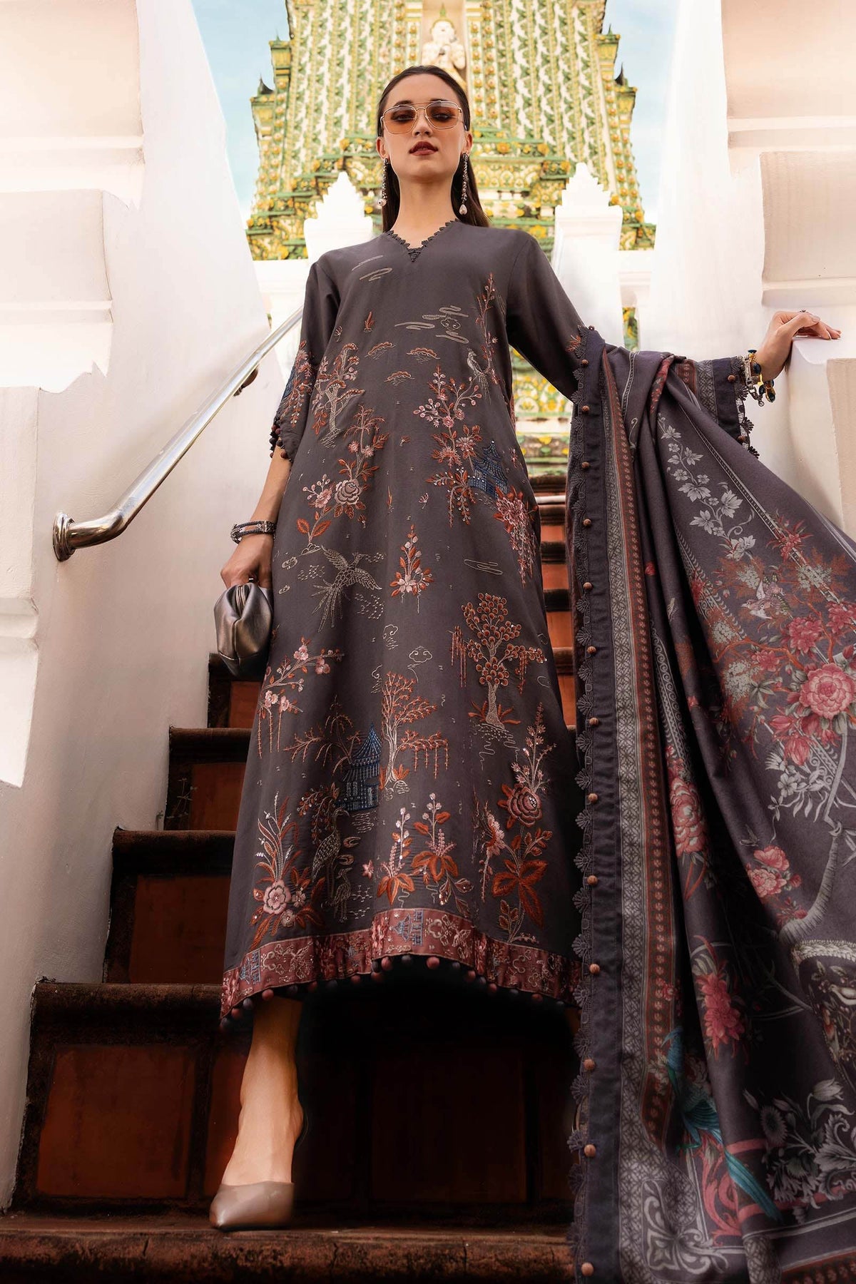 Maria B | M Prints Winter 25 | MPT-2801-B by Maria B - Designer Dress  - Type : Ladies Clothes - Available at Libayah - 100% Original 
