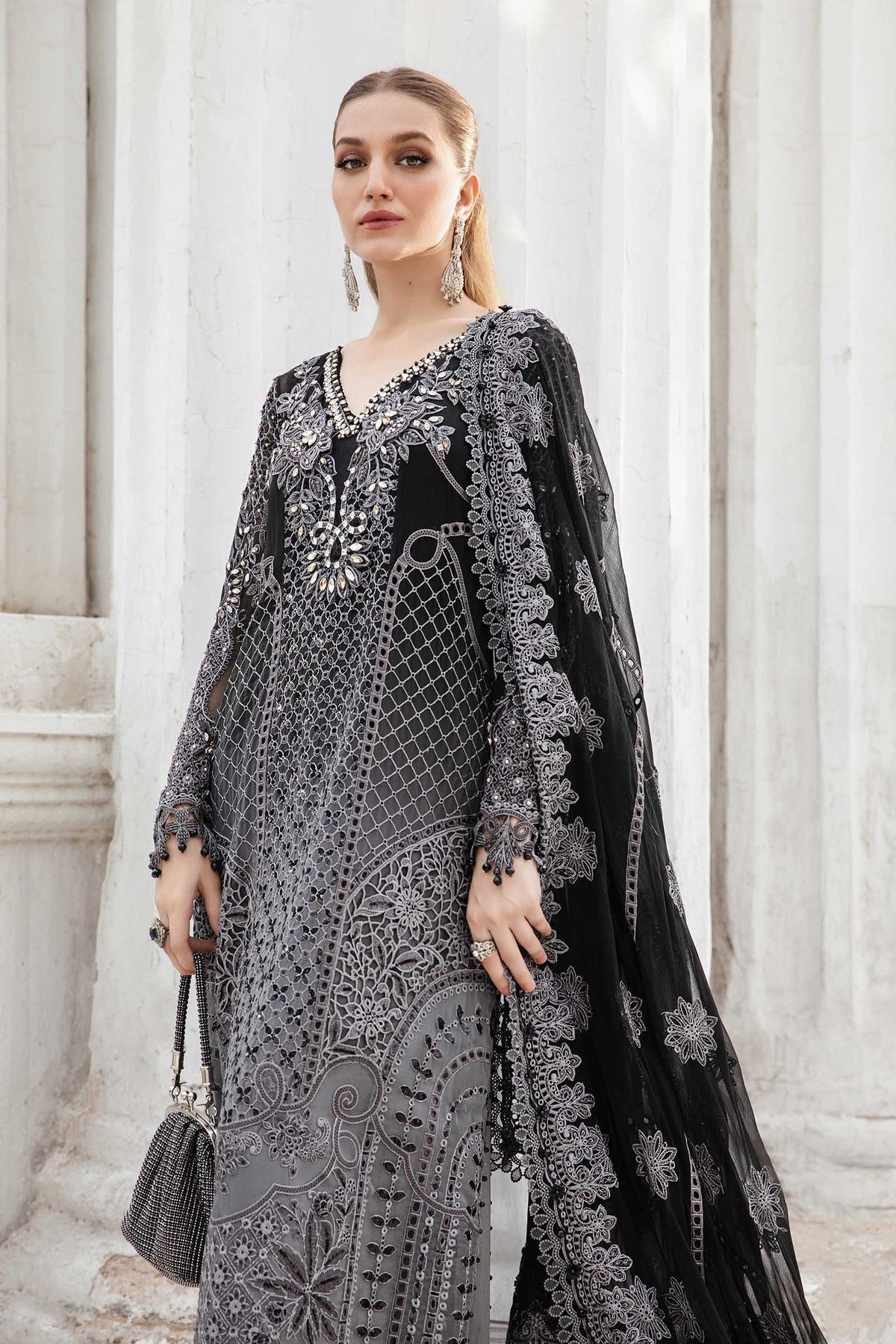 Maria B | Chiffon Formals 24 | Chiffon Suit | MPC-24-101 by Maria B - Designer Dress - Type: Formal - Available at Libayah - 100% Original