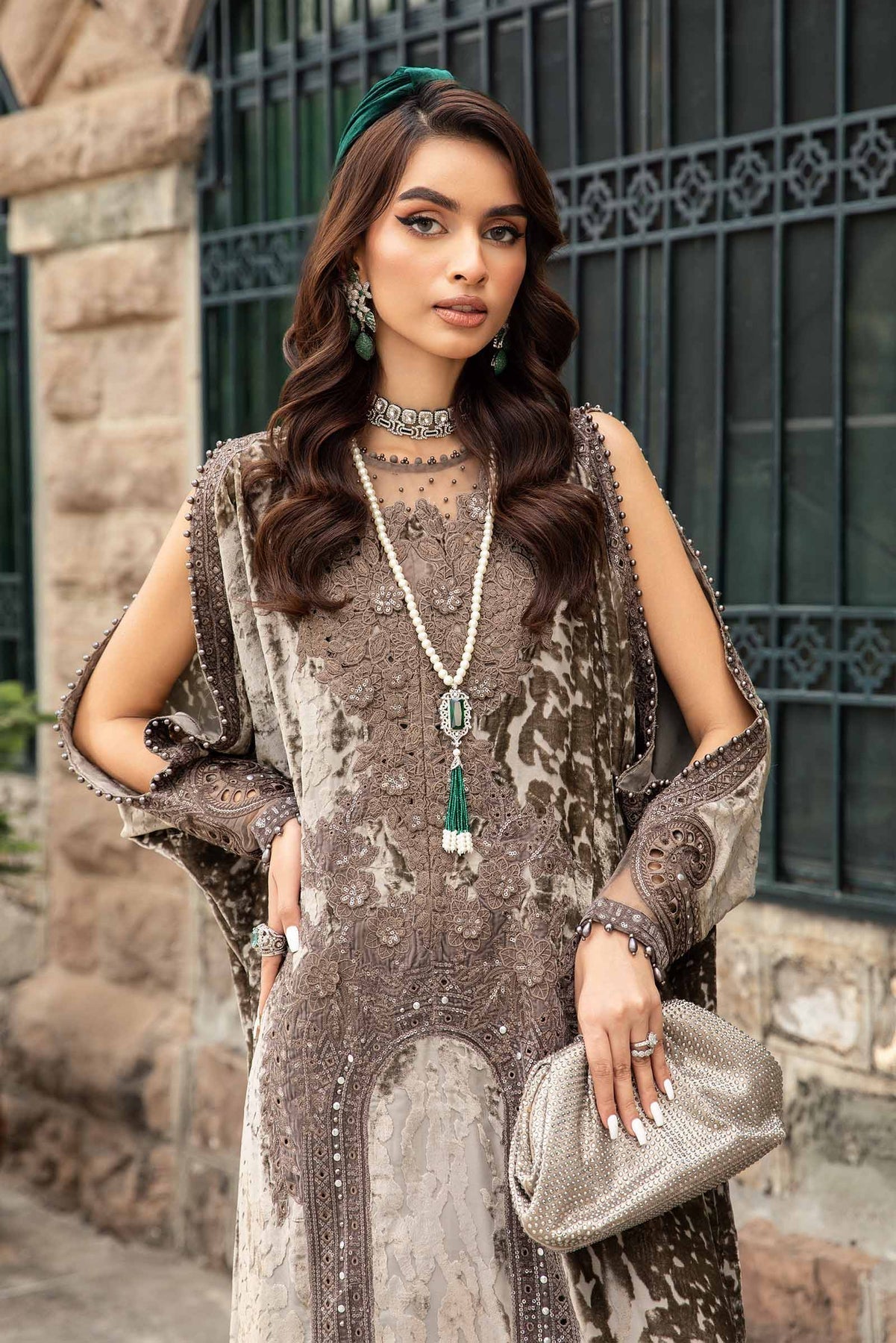 Maria B | Winter Luxe 24 | Velvet DL-1201 by Maria B - Designer Dress  - Type : Ladies Clothes - Available at Libayah - 100% Original 