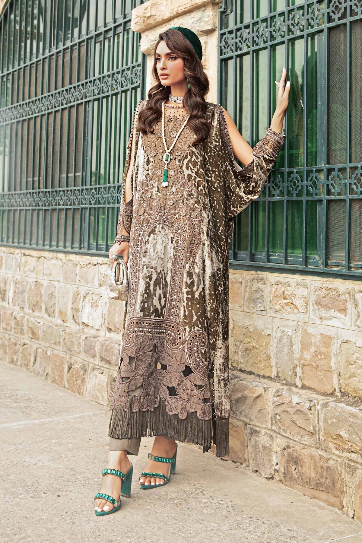 Maria B | Winter Luxe 24 | Velvet DL-1201 by Maria B - Designer Dress  - Type : Ladies Clothes - Available at Libayah - 100% Original 