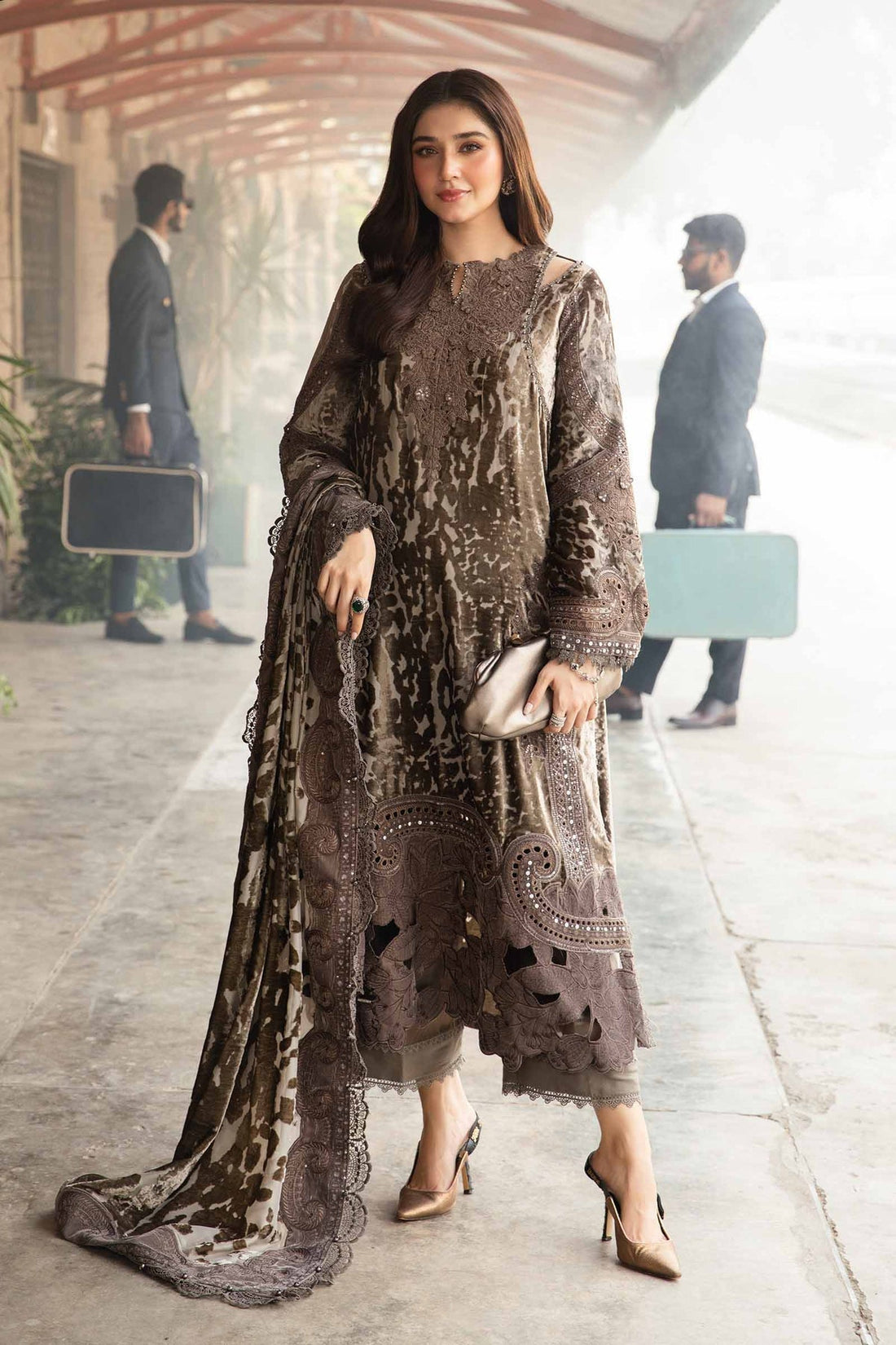 Maria B | Winter Luxe 24 | Velvet DL-1201 by Maria B - Designer Dress  - Type : Ladies Clothes - Available at Libayah - 100% Original 