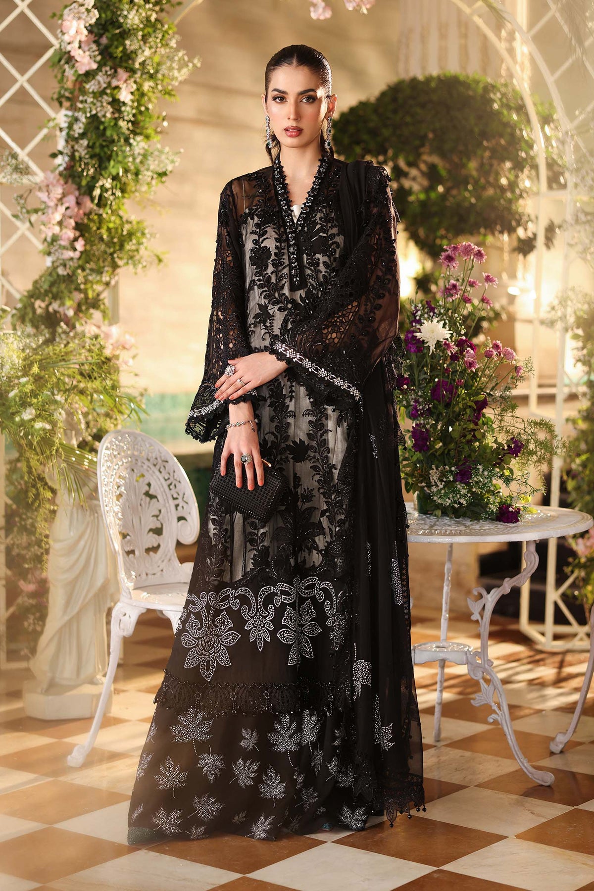 Maria b | Chiffon Formals 26 | MPC-26-101-Black by Maria B - Designer Dress  - Type : Ladies Clothes - Available at Libayah - 100% Original 