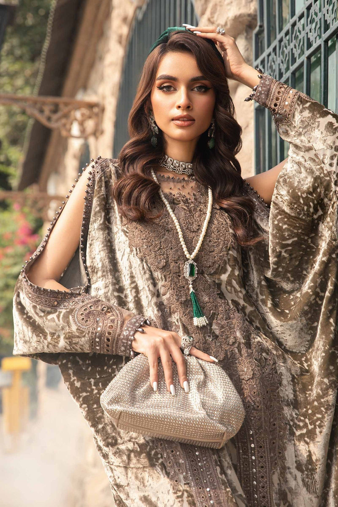 Maria B | Winter Luxe 24 | Velvet DL-1201 by Maria B - Designer Dress  - Type : Ladies Clothes - Available at Libayah - 100% Original 