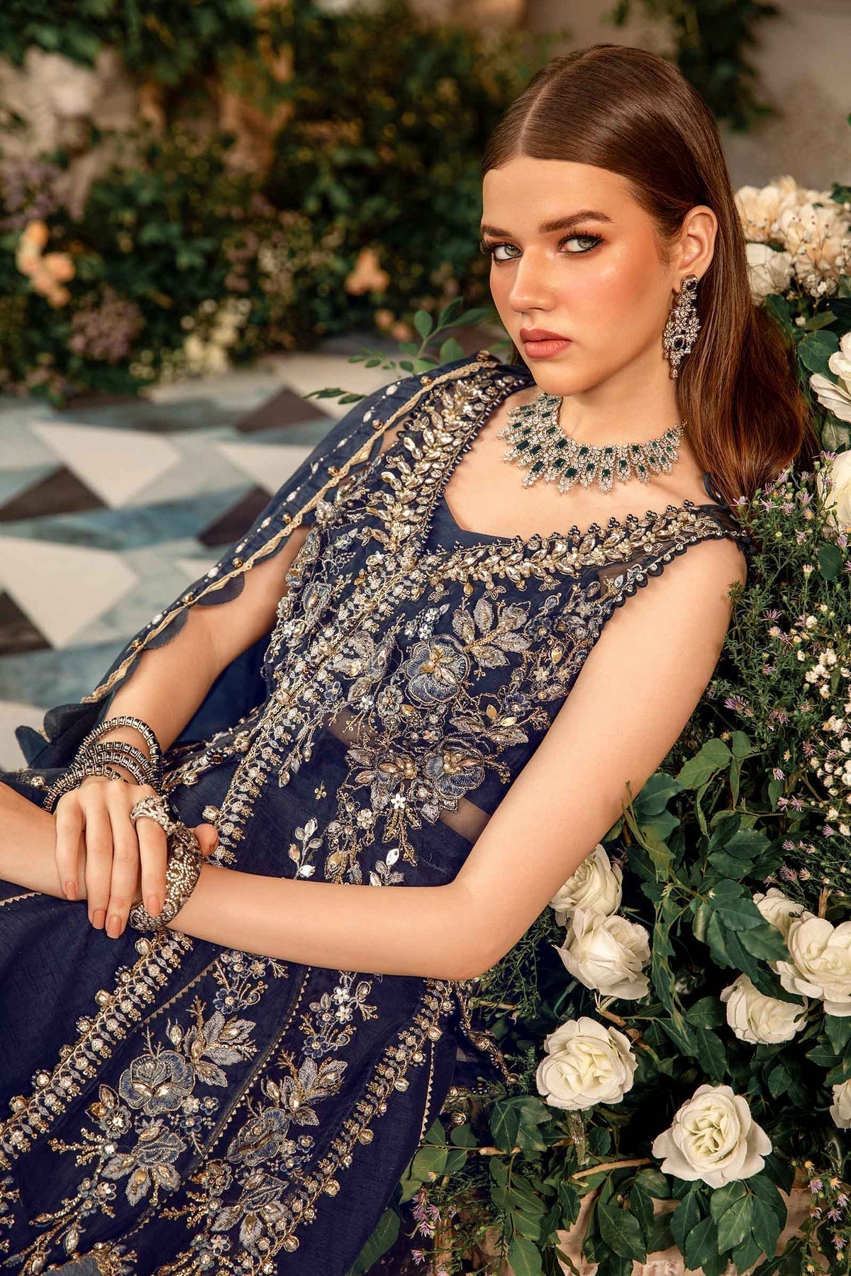 Maria B | Mbroidered Formals 24| Organza Suit | BD-2901 by Maria B - Designer Dress  - Type : Wedding Dress - Available at Libayah - 100% Original 