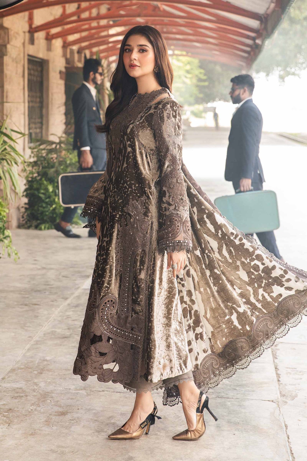 Maria B | Winter Luxe 24 | Velvet DL-1201 by Maria B - Designer Dress  - Type : Ladies Clothes - Available at Libayah - 100% Original 
