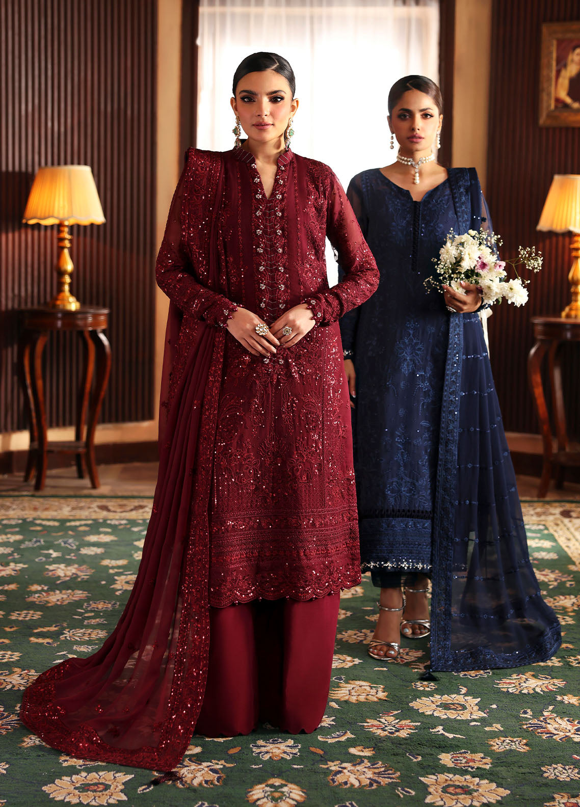 Gulaal | Evayna Embroidered Chiffon | Vezeen by Gulaal - Designer Dress  - Type : Ladies Clothes - Available at Libayah - 100% Original 