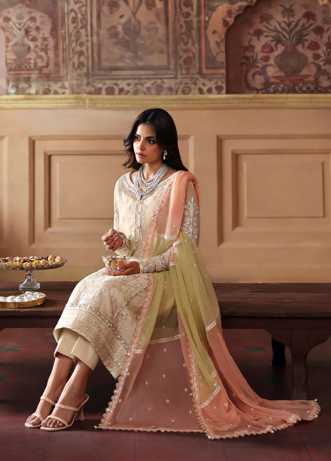 Gulaal | Evayna Embroidered Chiffon | Fareyah by Gulaal - Designer Dress  - Type : Ladies Clothes - Available at Libayah - 100% Original 