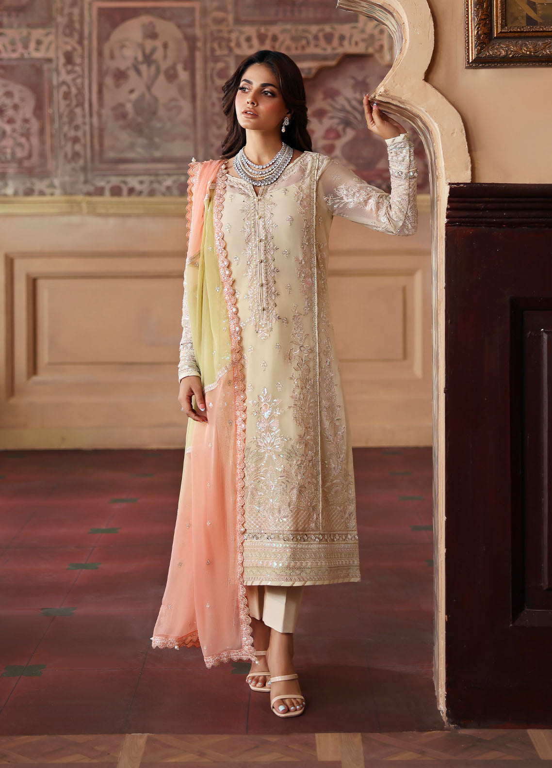 Gulaal | Evayna Embroidered Chiffon | Fareyah by Gulaal - Designer Dress  - Type : Ladies Clothes - Available at Libayah - 100% Original 