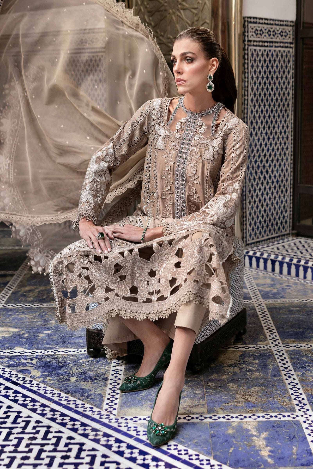 Maria B | Luxury Lawn 25 | D-2502-A by Maria B - Designer Dress - Type: Ladies Clothes - Available at Libayah - 100% Original