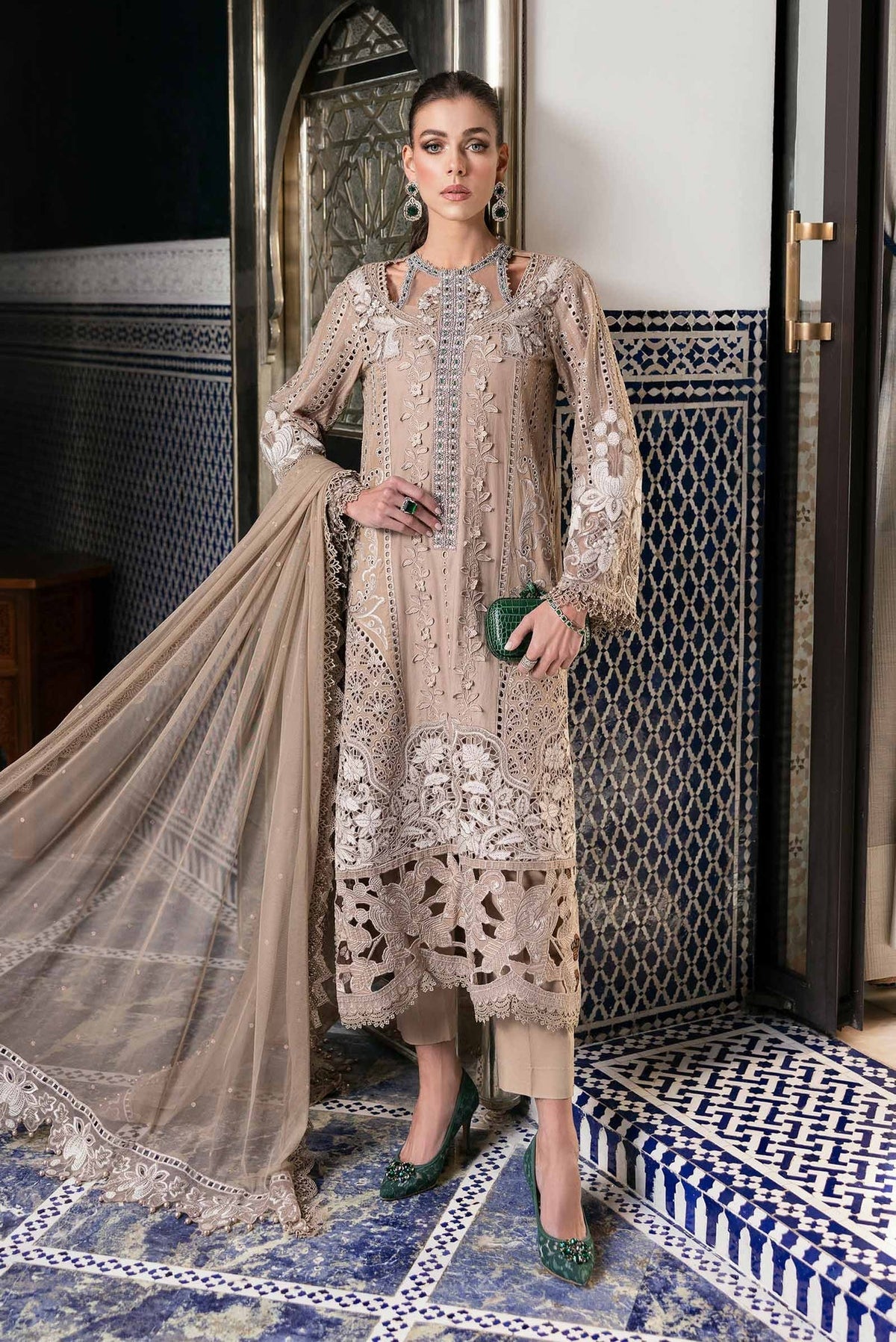 Maria B | Luxury Lawn 25 | D-2502-A by Maria B - Designer Dress - Type: Ladies Clothes - Available at Libayah - 100% Original