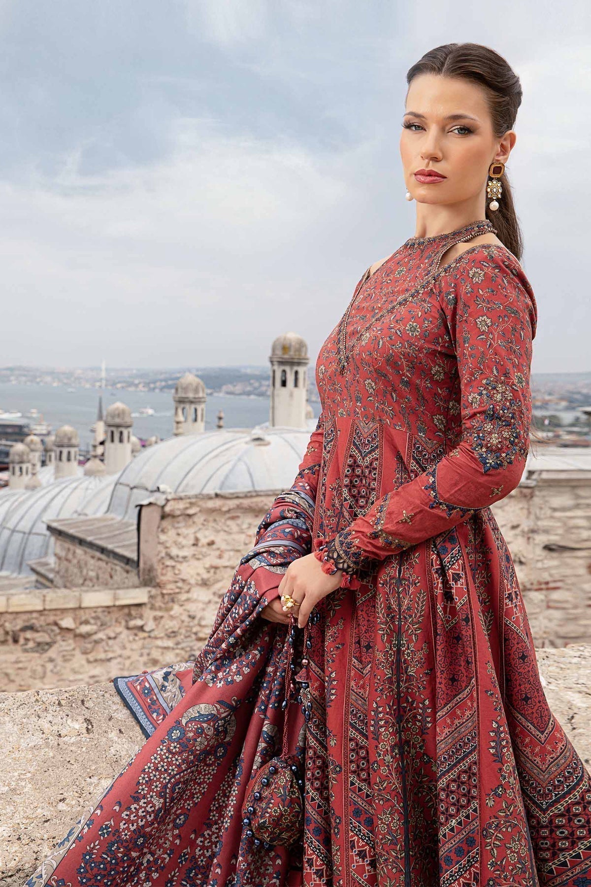 Maria B | M Prints Fall Edit 24 | MPT-2302-B by Maria B - Designer Dress  - Type : Ladies Clothes - Available at Libayah - 100% Original 