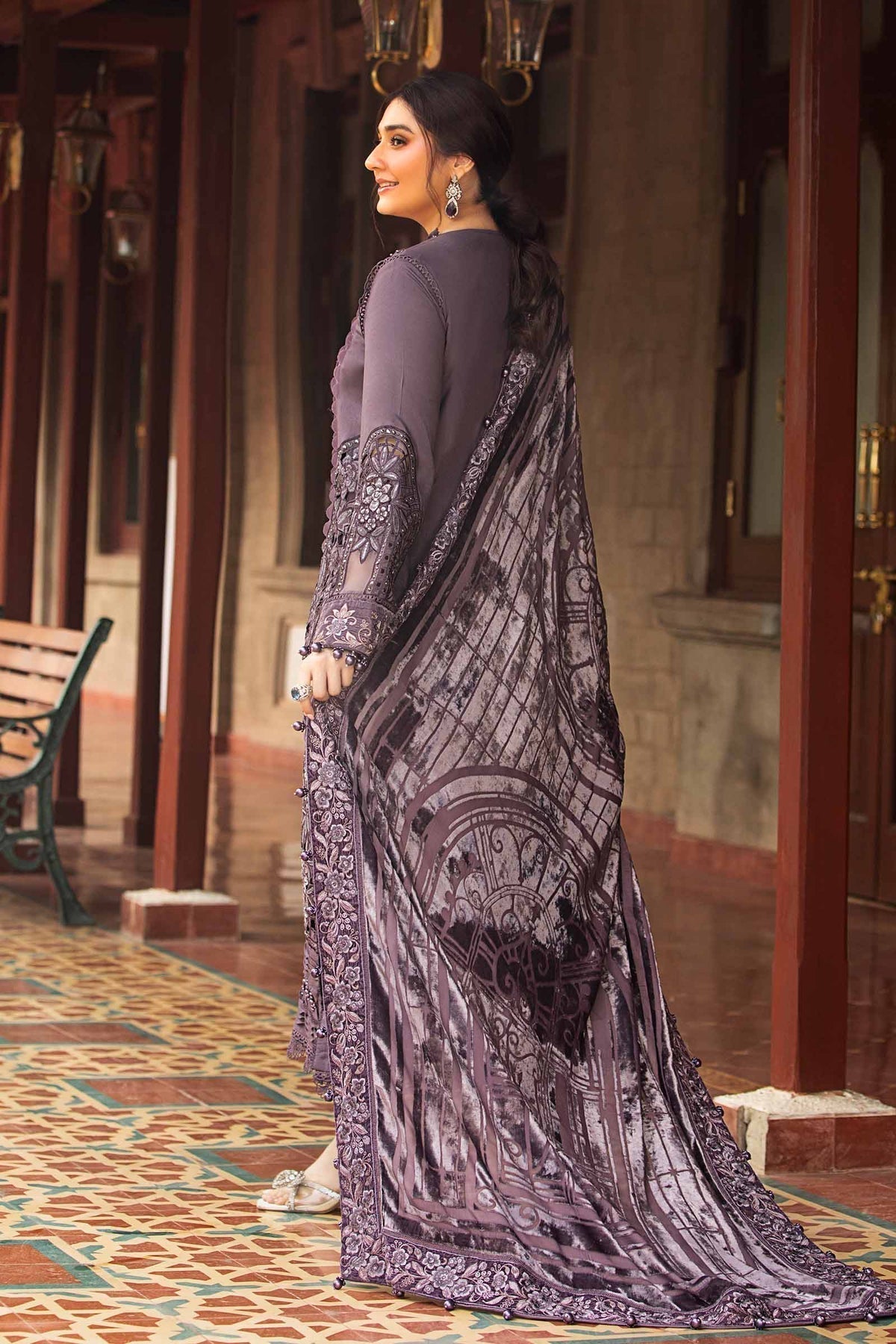 Maria B | Winter Luxe 24 | Velvet DL-1202 by Maria B - Designer Dress  - Type : Ladies Clothes - Available at Libayah - 100% Original 