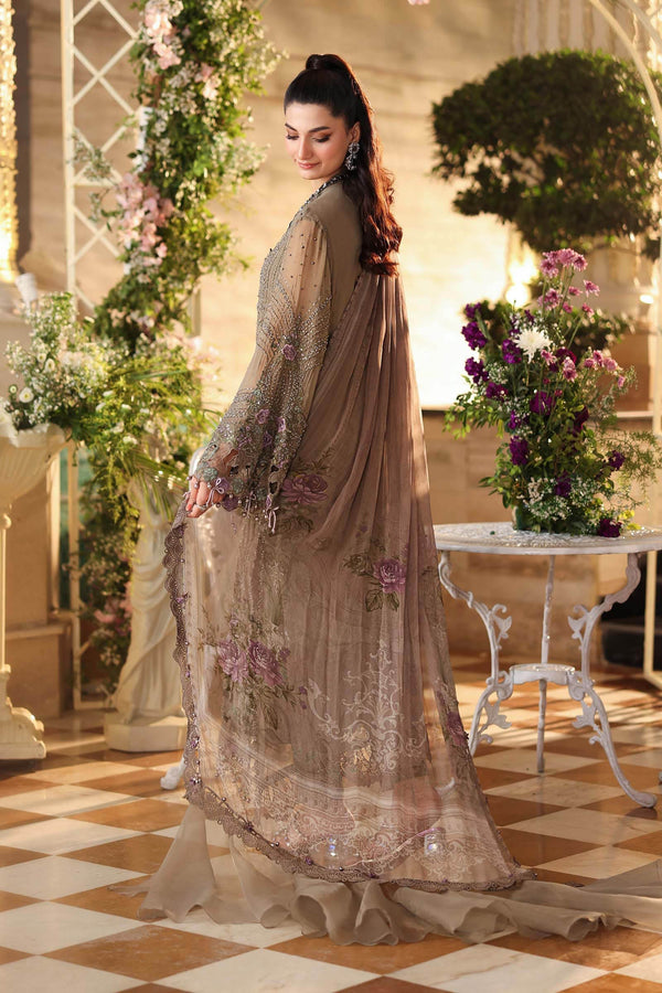 Maria b | Chiffon Formals 26 | MPC-26-102-Muted Mocha Brown by Maria B - Designer Dress  - Type : Ladies Clothes - Available at Libayah - 100% Original 