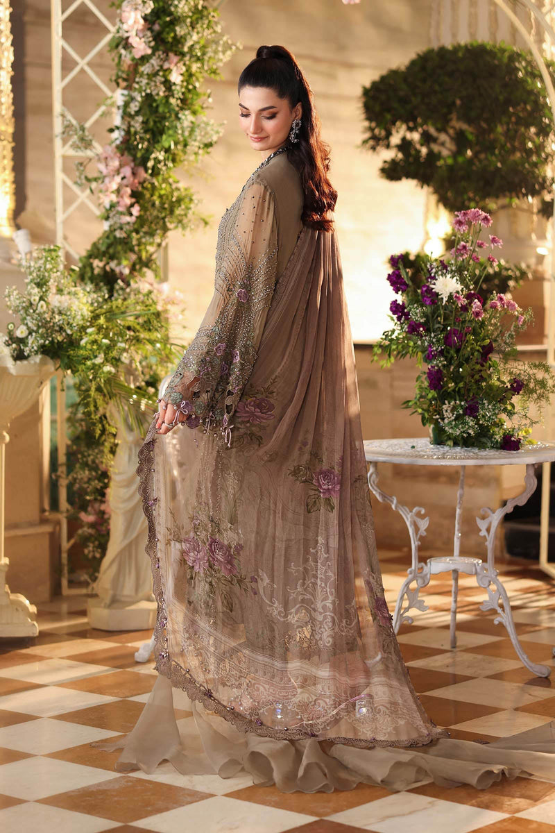 Maria b | Chiffon Formals 26 | MPC-26-102-Muted Mocha Brown by Maria B - Designer Dress  - Type : Ladies Clothes - Available at Libayah - 100% Original 