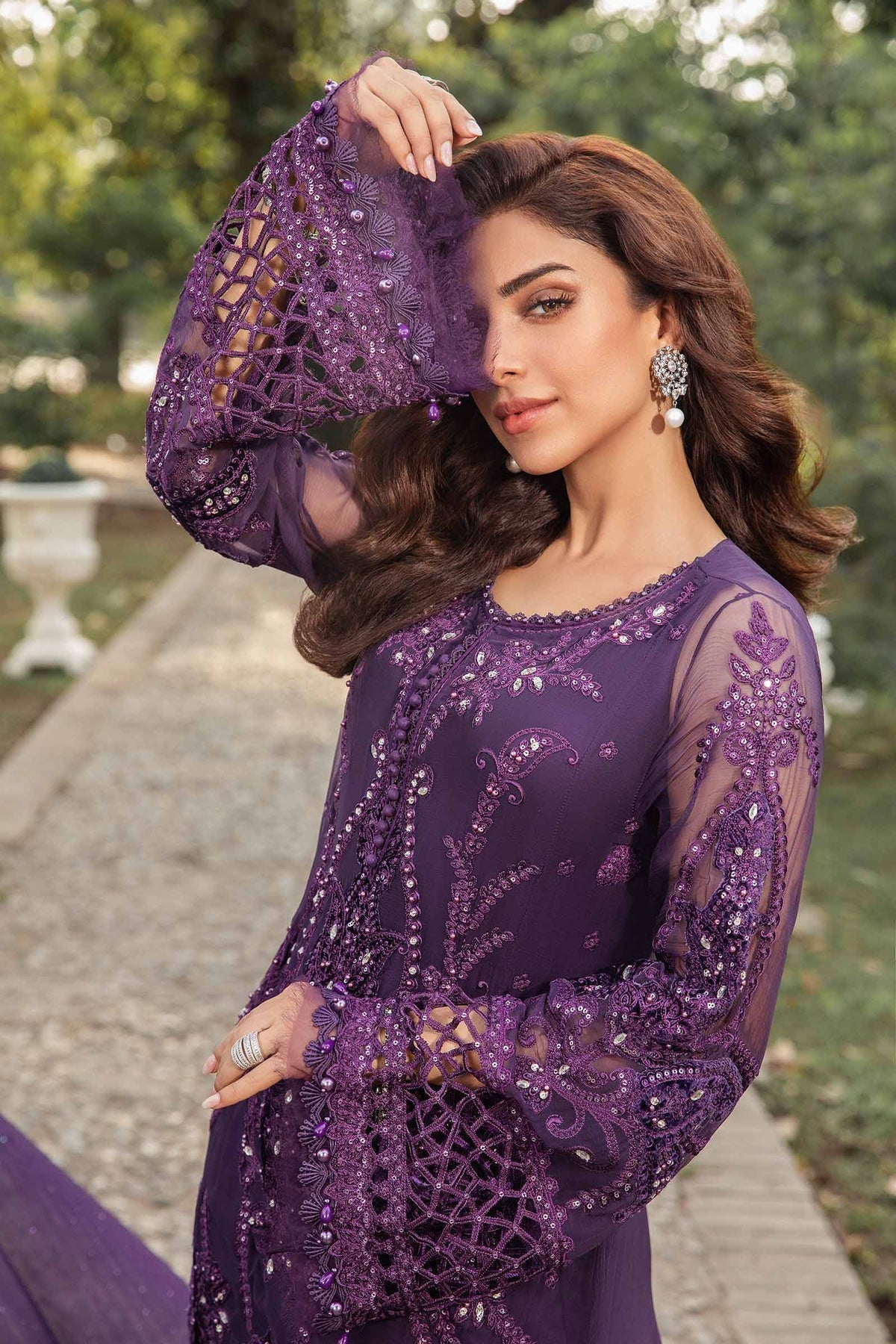 Maria B | Chiffon Formals 24 | Chiffon Suit | MPC-24-102 by Maria B - Designer Dress - Type: Formal - Available at Libayah - 100% Original