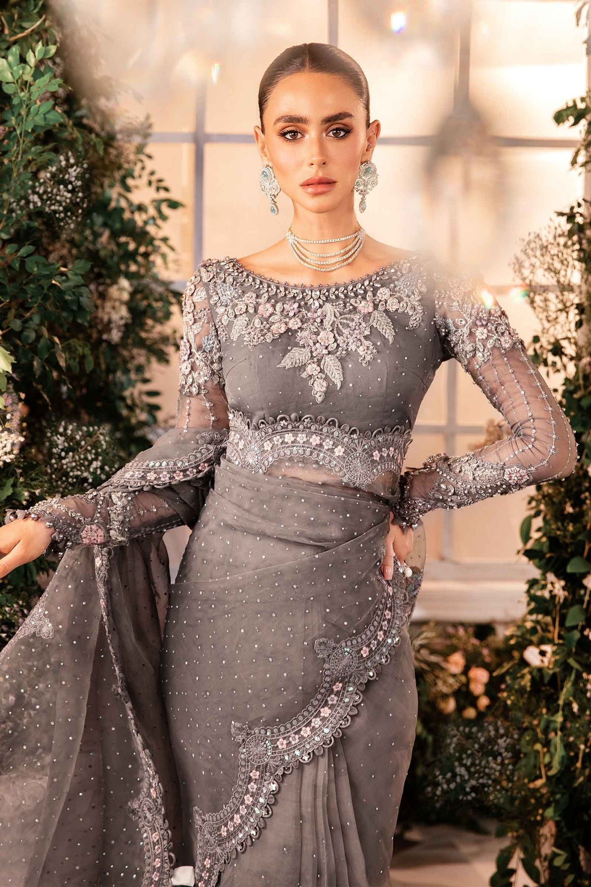 Maria B | Mbroidered Formals 24 | Organza Suit | BD-2902 by Maria B - Designer Dress  - Type : Wedding Dress - Available at Libayah - 100% Original 