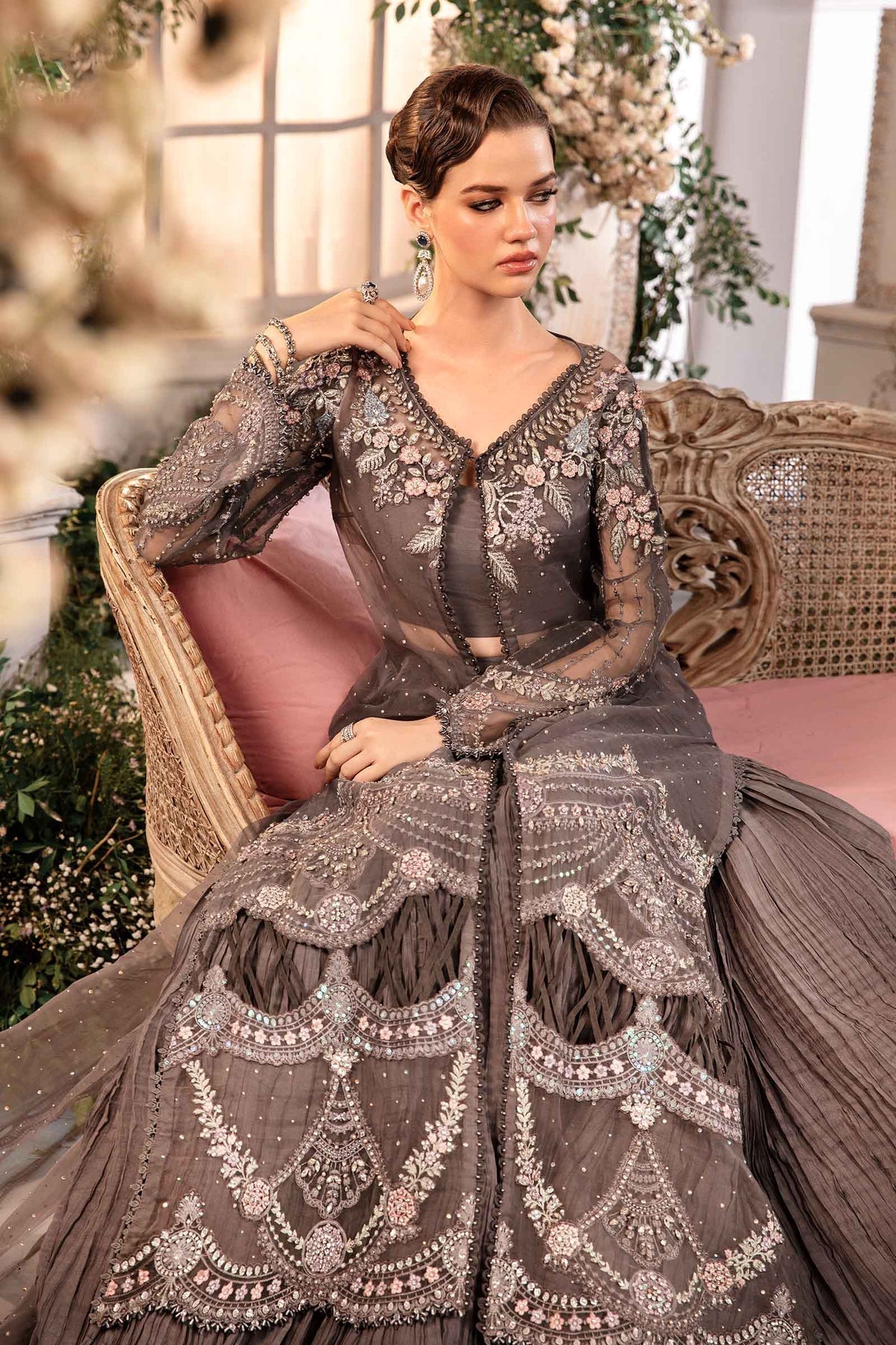 Maria B | Mbroidered Formals 24 | Organza Suit | BD-2902 by Maria B - Designer Dress  - Type : Wedding Dress - Available at Libayah - 100% Original 