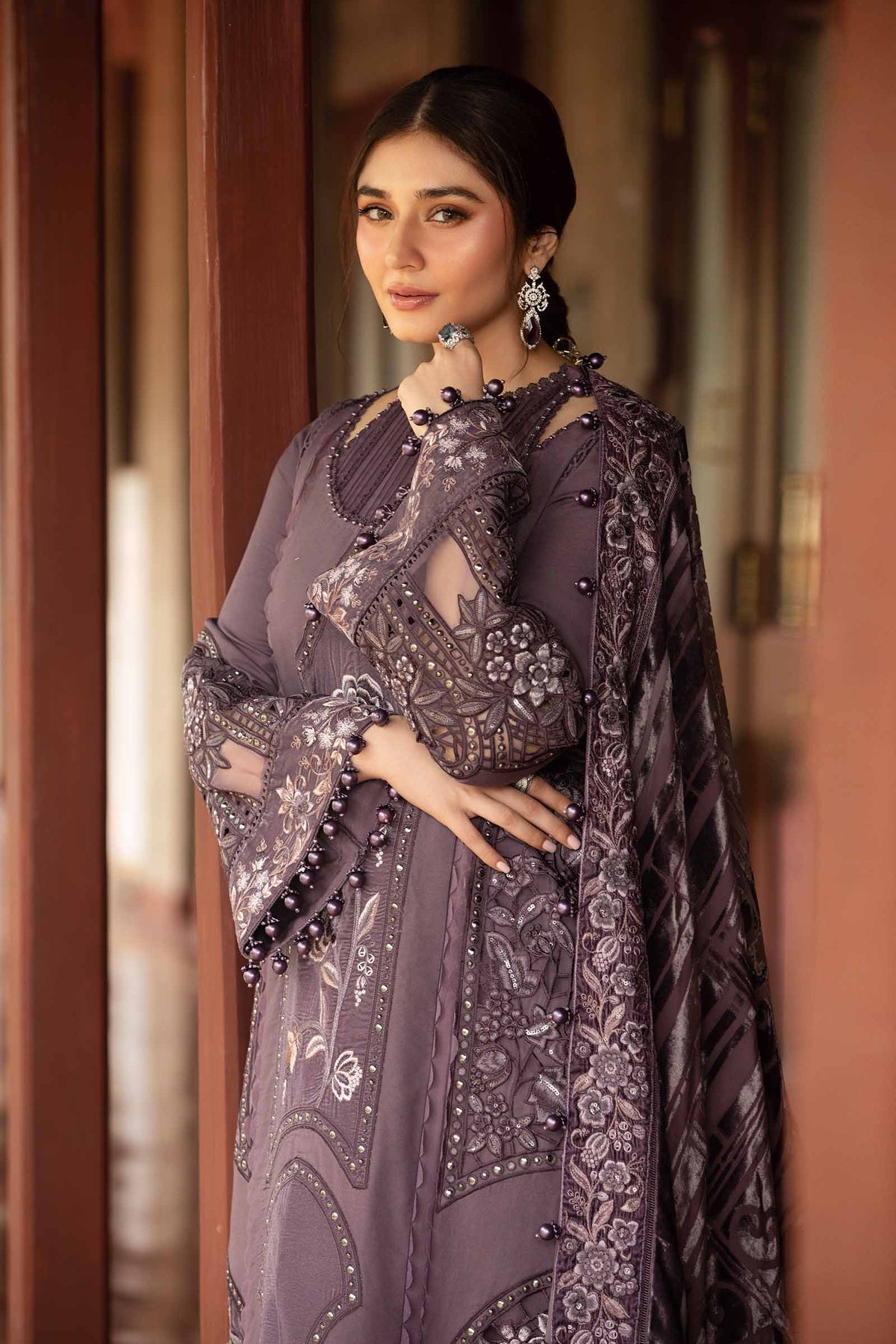 Maria B | Winter Luxe 24 | Velvet DL-1202 by Maria B - Designer Dress  - Type : Ladies Clothes - Available at Libayah - 100% Original 