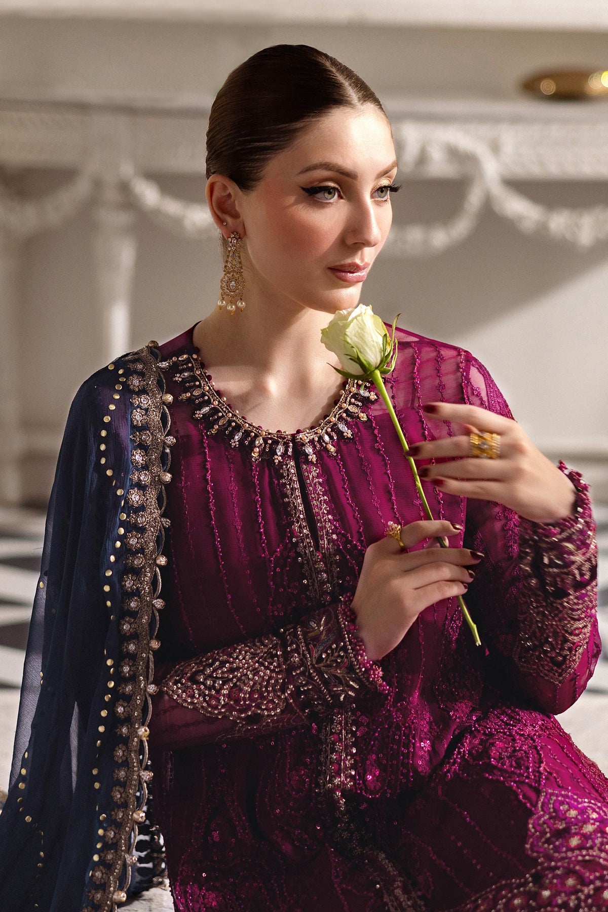 Maria B | Chiffon Formals 25 | MPC-25-102 by Maria B - Designer Dress  - Type : Ladies Clothes - Available at Libayah - 100% Original 