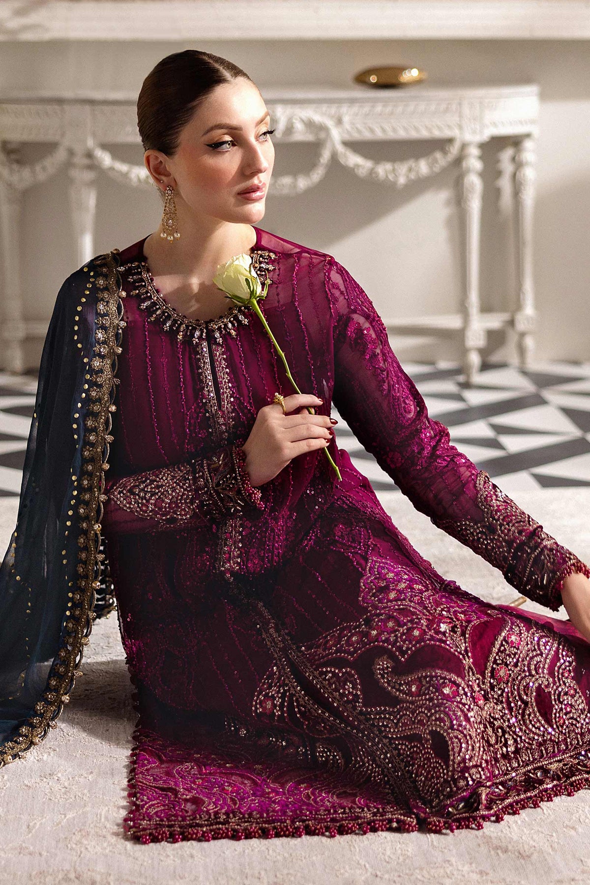 Maria B | Chiffon Formals 25 | MPC-25-102 by Maria B - Designer Dress  - Type : Ladies Clothes - Available at Libayah - 100% Original 