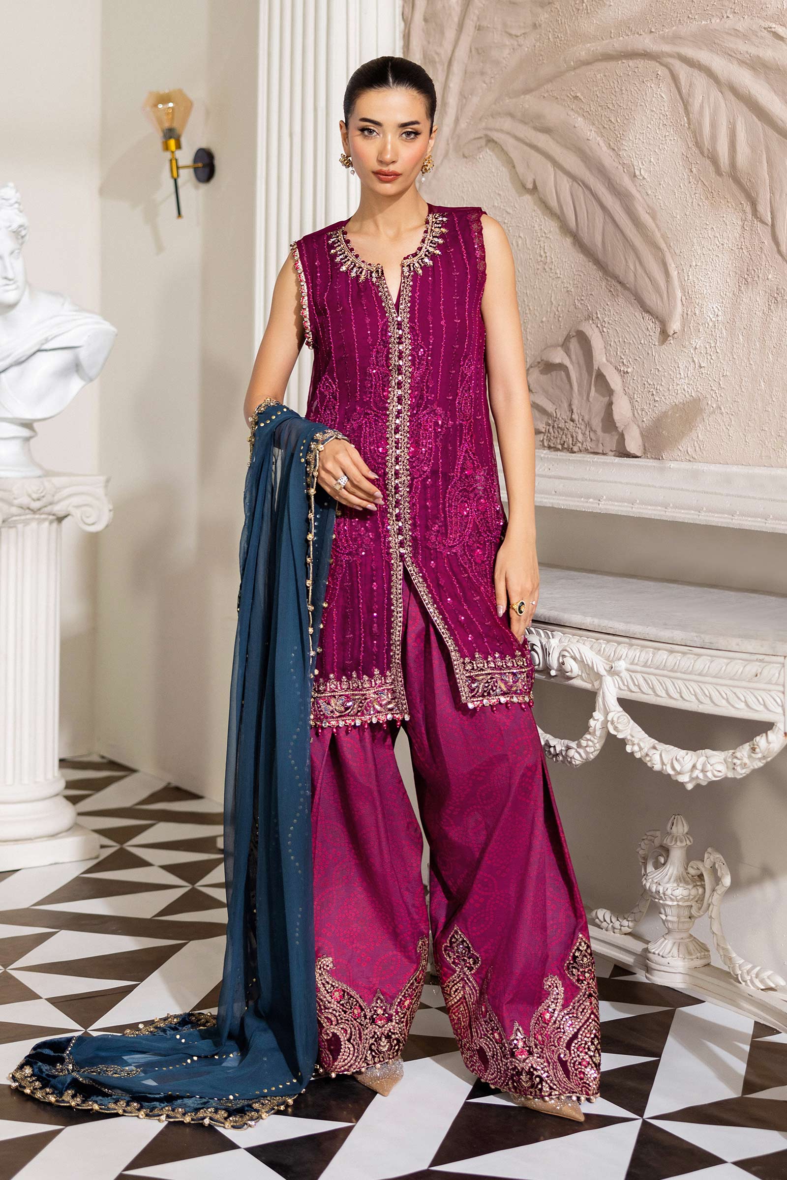 Maria B | Chiffon Formals 25 | MPC-25-102 by Maria B - Designer Dress  - Type : Ladies Clothes - Available at Libayah - 100% Original 