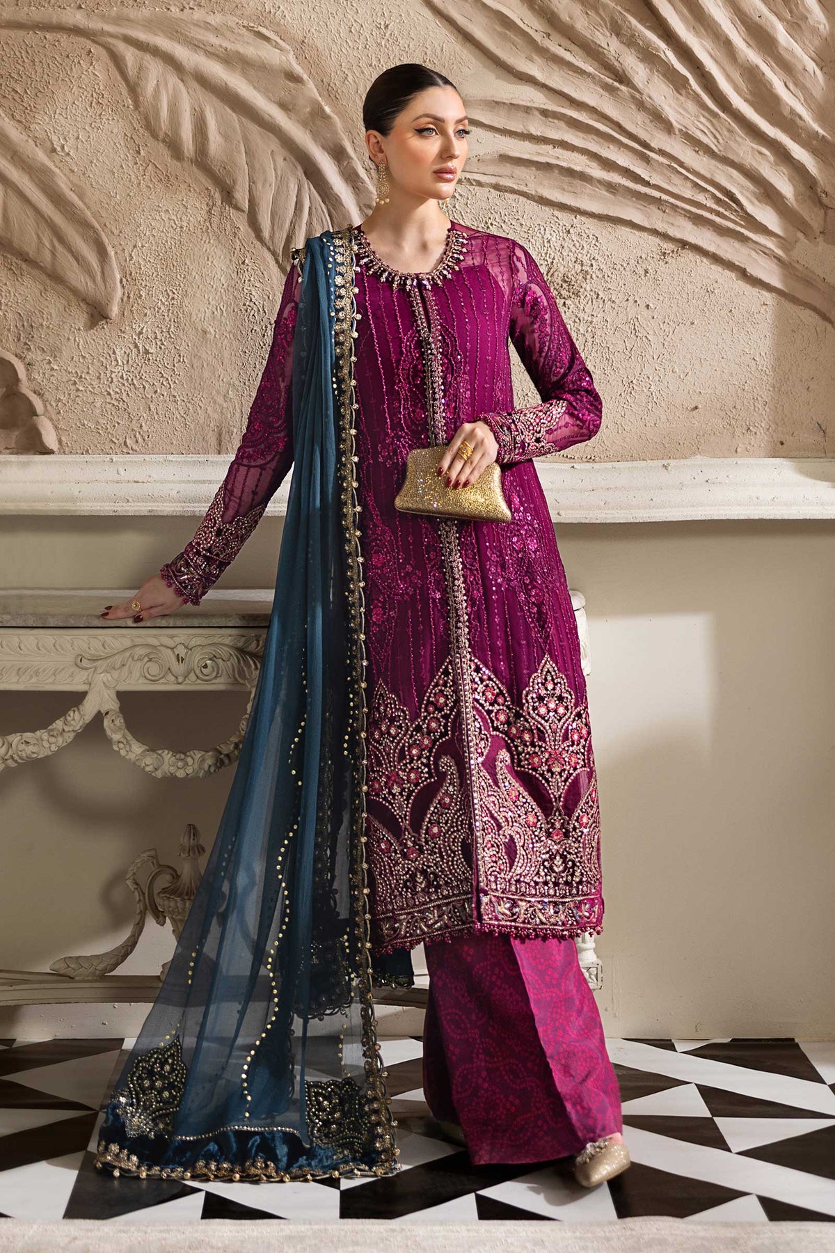 Maria B | Chiffon Formals 25 | MPC-25-102 by Maria B - Designer Dress  - Type : Ladies Clothes - Available at Libayah - 100% Original 
