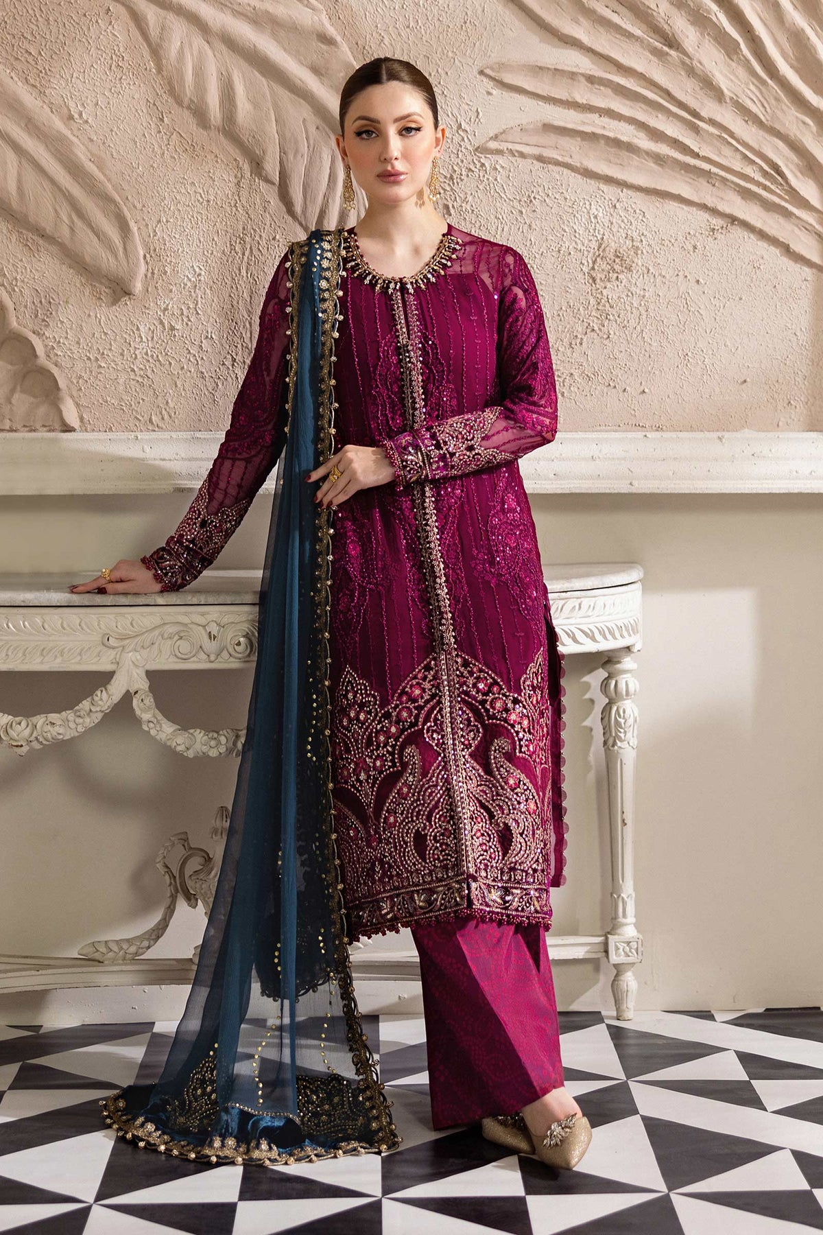 Maria B | Chiffon Formals 25 | MPC-25-102 by Maria B - Designer Dress  - Type : Ladies Clothes - Available at Libayah - 100% Original 