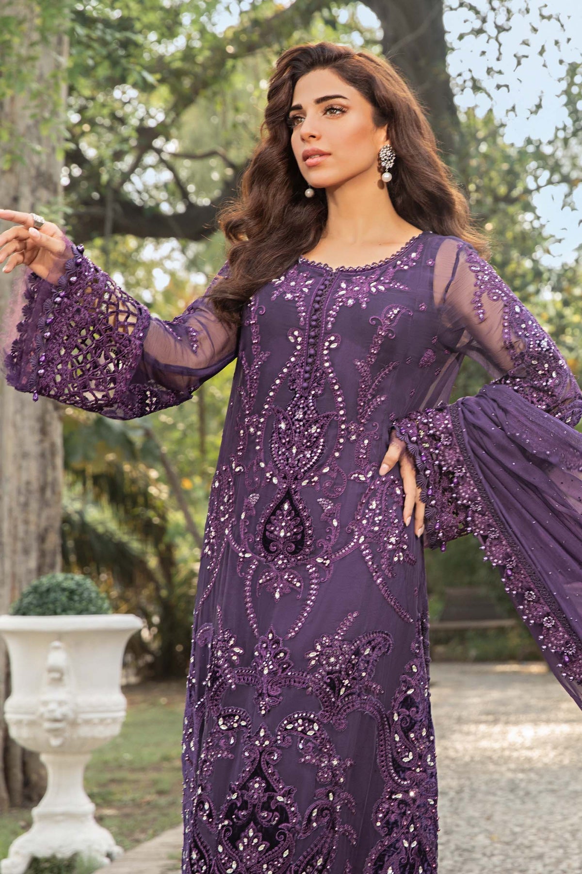 Maria B | Chiffon Formals 24 | Chiffon Suit | MPC-24-102 by Maria B - Designer Dress - Type: Formal - Available at Libayah - 100% Original