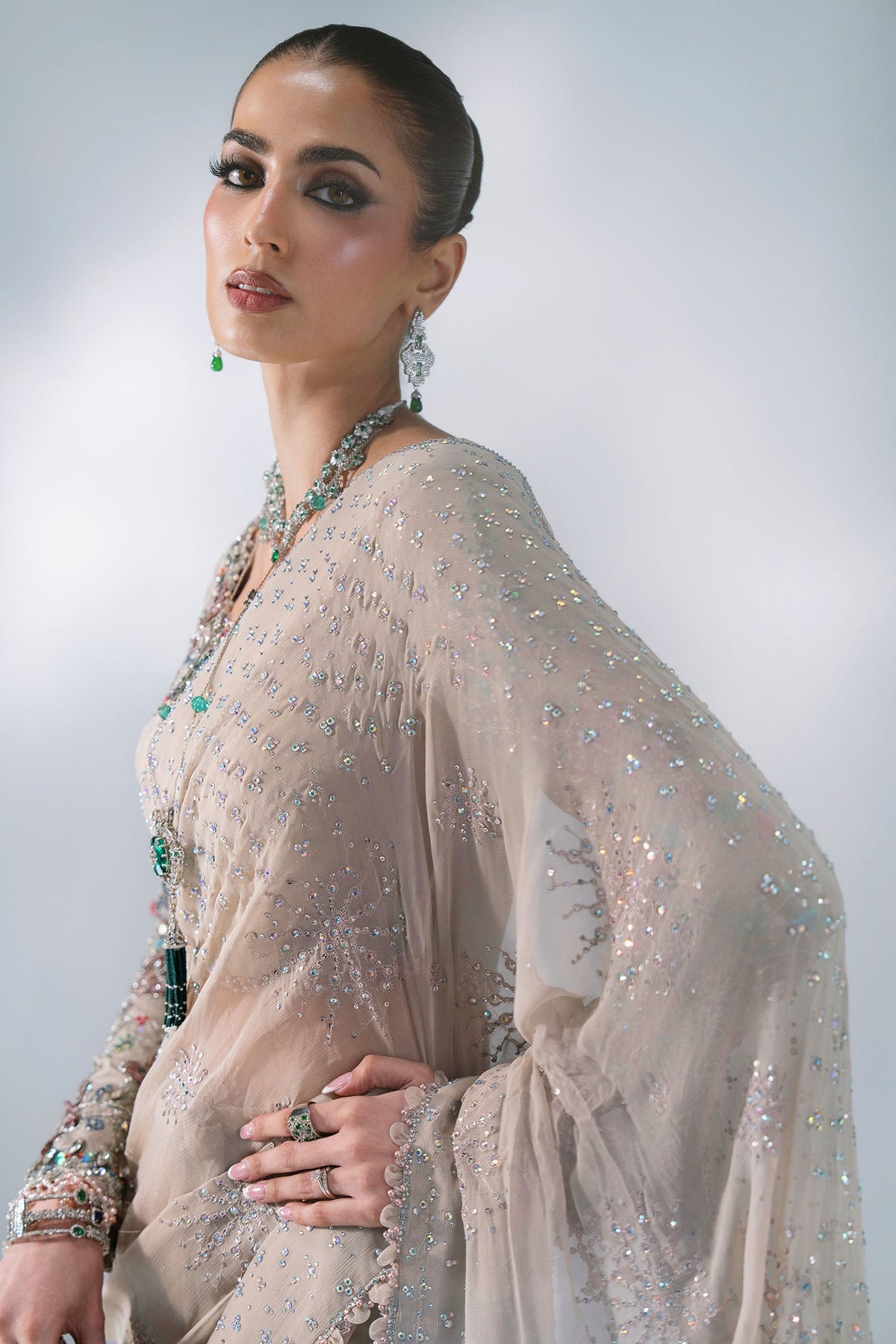 Maria B | Mbroidered Wedding Formals 26 | BD-3103-Moon Grey by Maria B - Designer Dress  - Type : Ladies Clothes - Available at Libayah - 100% Original 