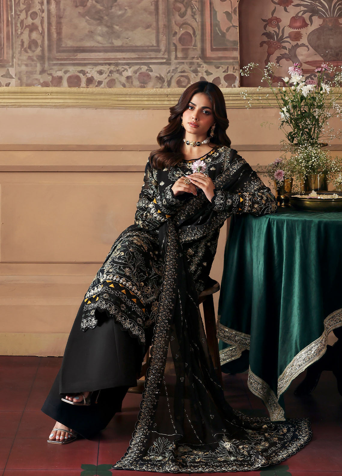 Gulaal | Evayna Embroidered Chiffon |Deenah by Gulaal - Designer Dress  - Type : Ladies Clothes - Available at Libayah - 100% Original 