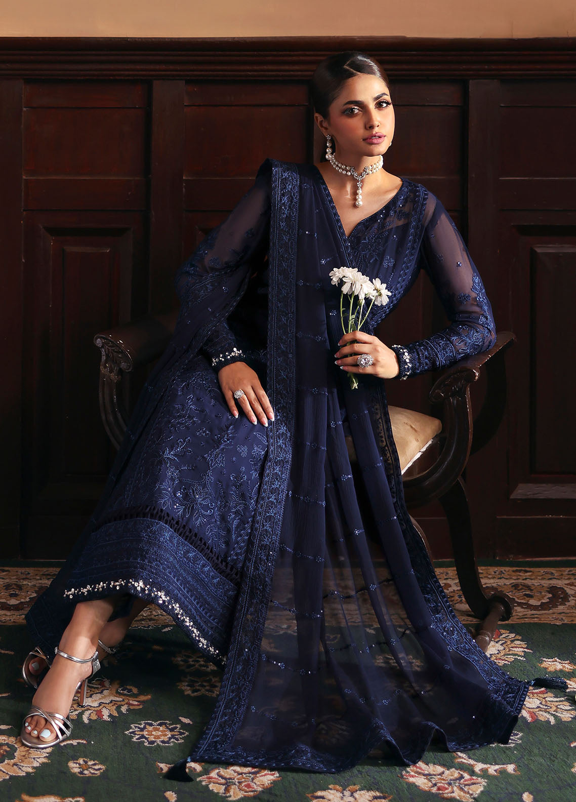 Gulaal | Evayna Embroidered Chiffon | Leesha by Gulaal - Designer Dress  - Type : Ladies Clothes - Available at Libayah - 100% Original 