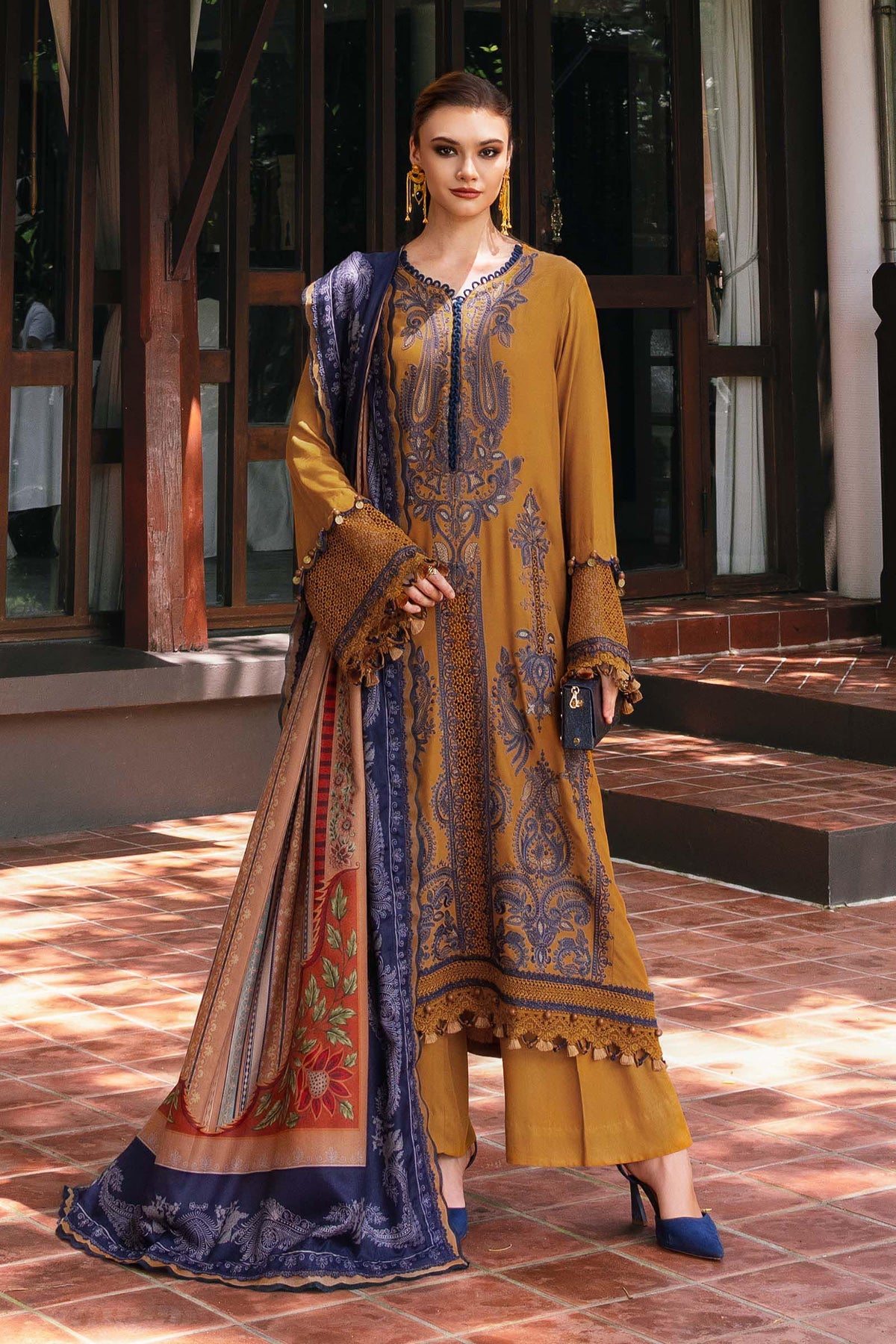 Maria B | M Prints Winter 25 | MPT-2803-A by Maria B - Designer Dress  - Type : Ladies Clothes - Available at Libayah - 100% Original 